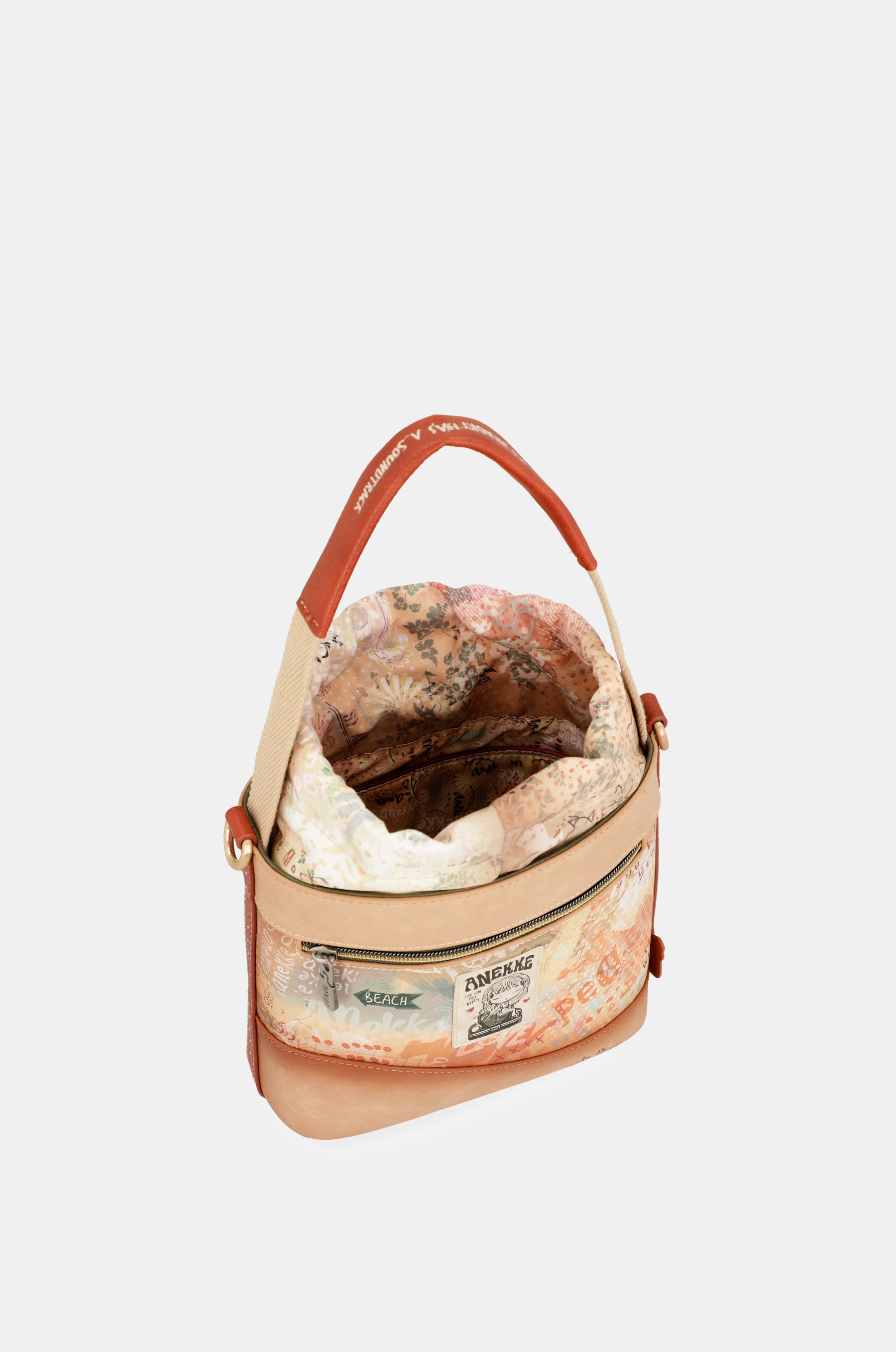 Flowers crossbody bag with rope closure