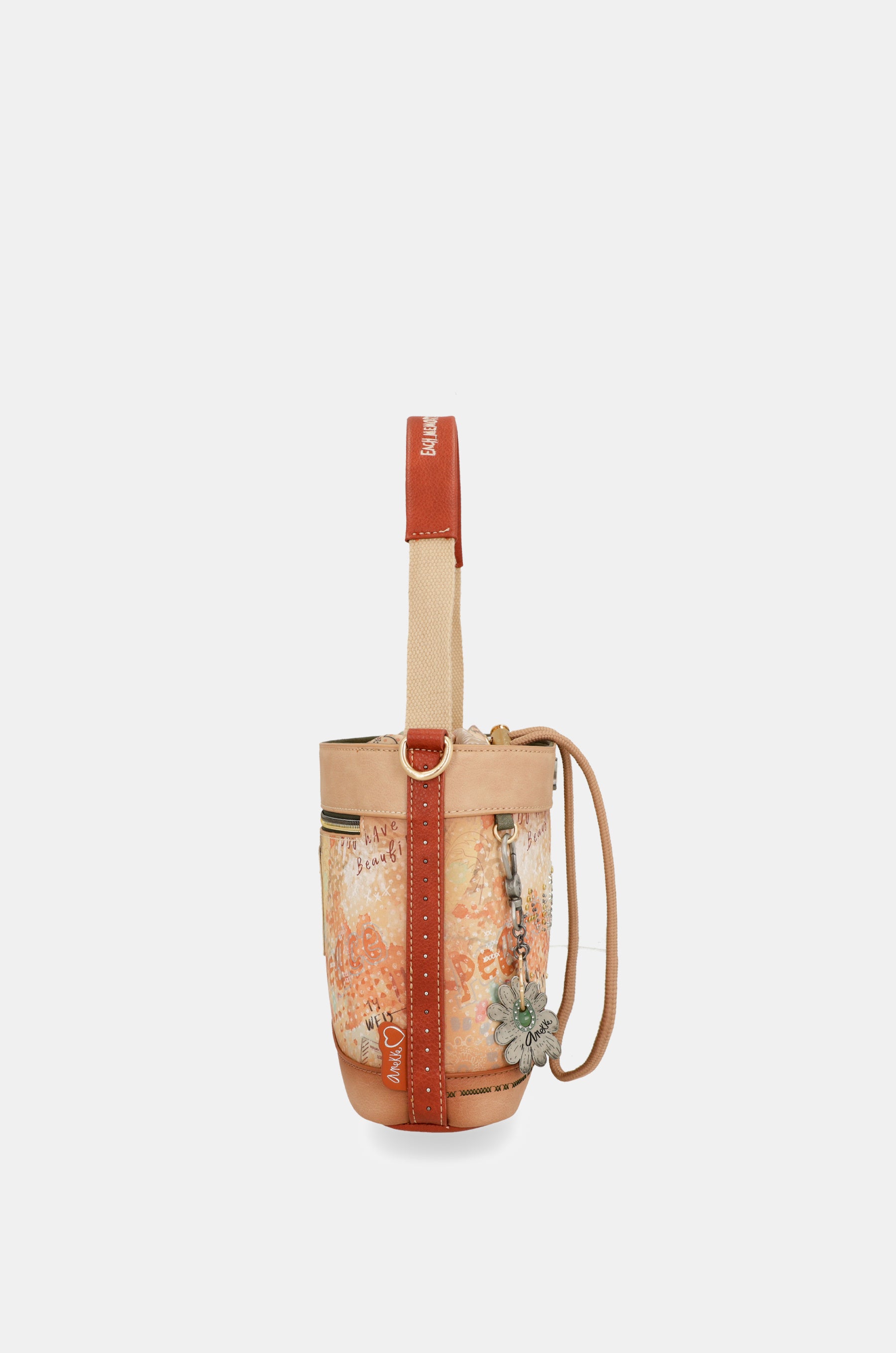 Flowers crossbody bag with rope closure