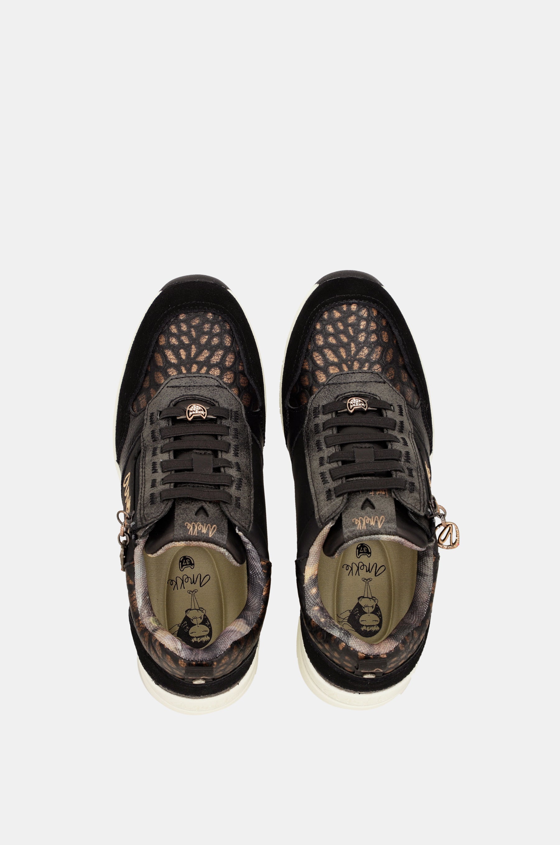 Dreams black wedge sneakers