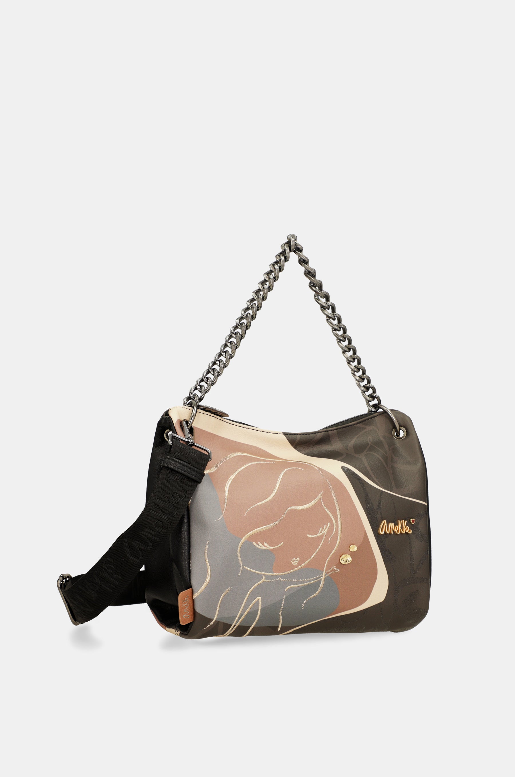 Heartbeat crossbody bag with metal handle