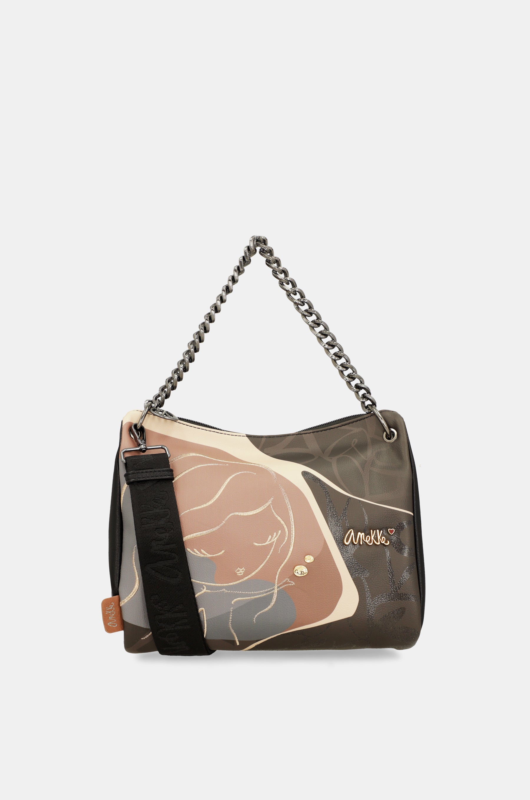Heartbeat crossbody bag with metal handle