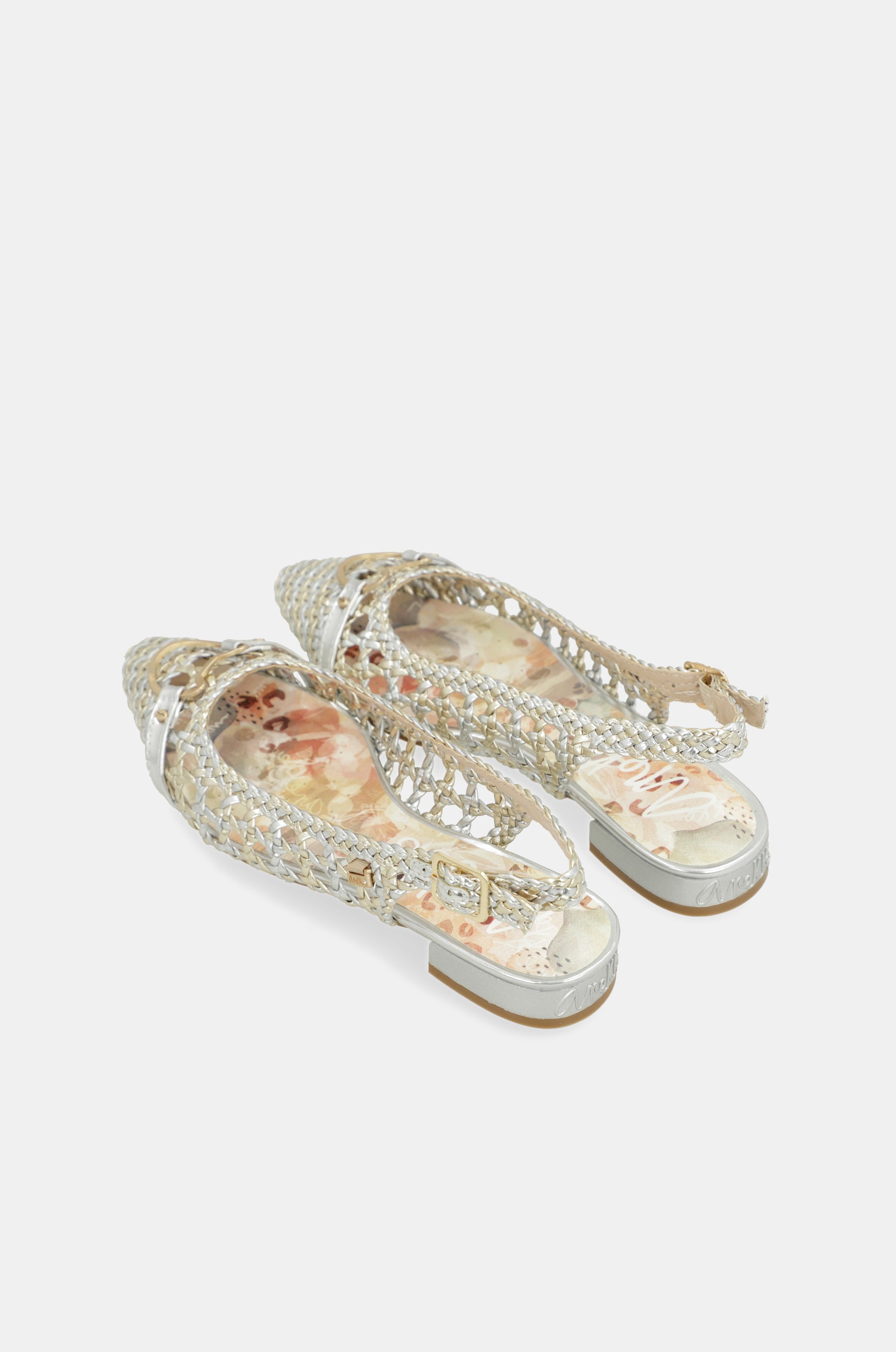 Gold and silver slingback ballet flats