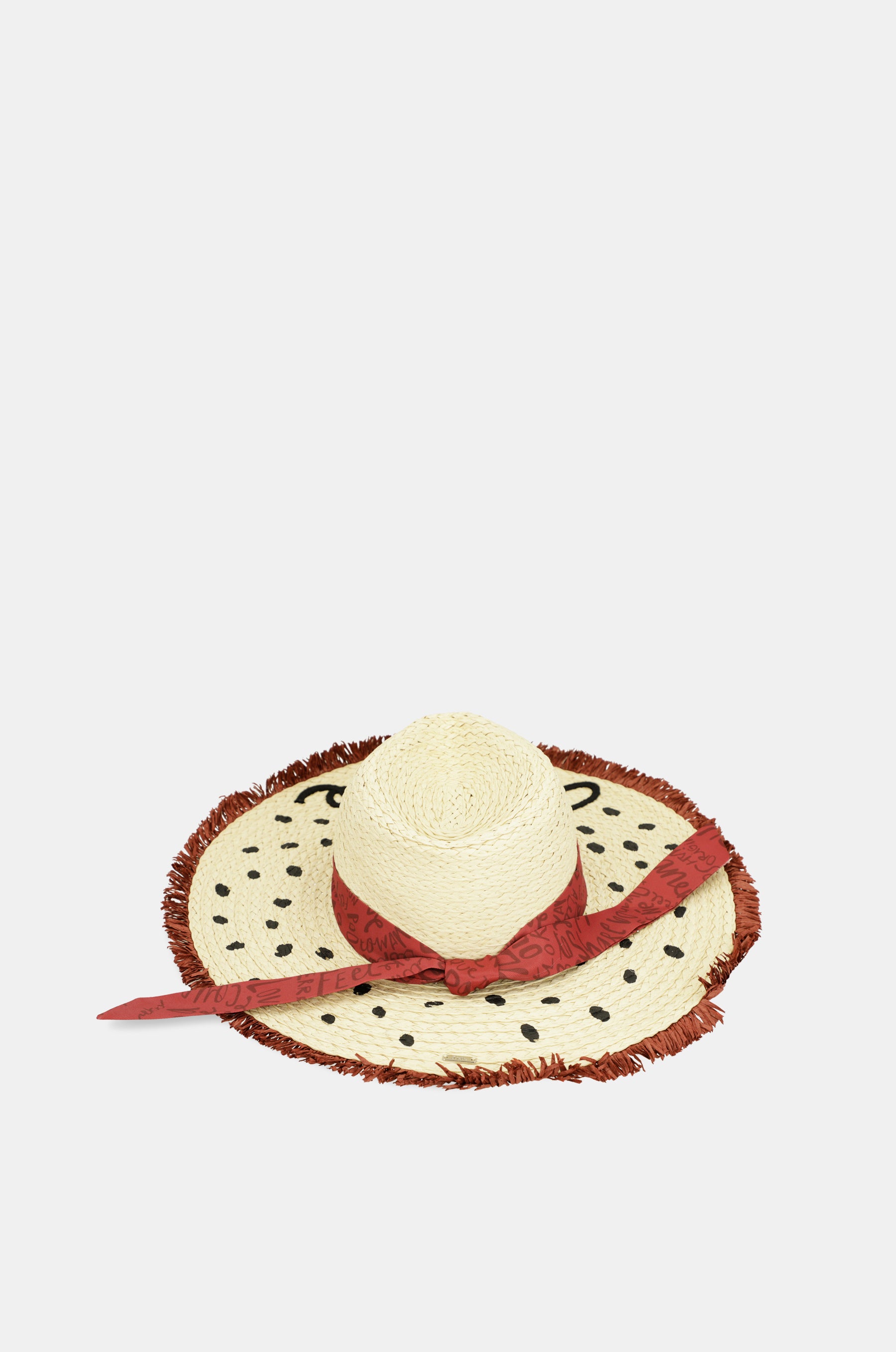 Polka dot raffia hat