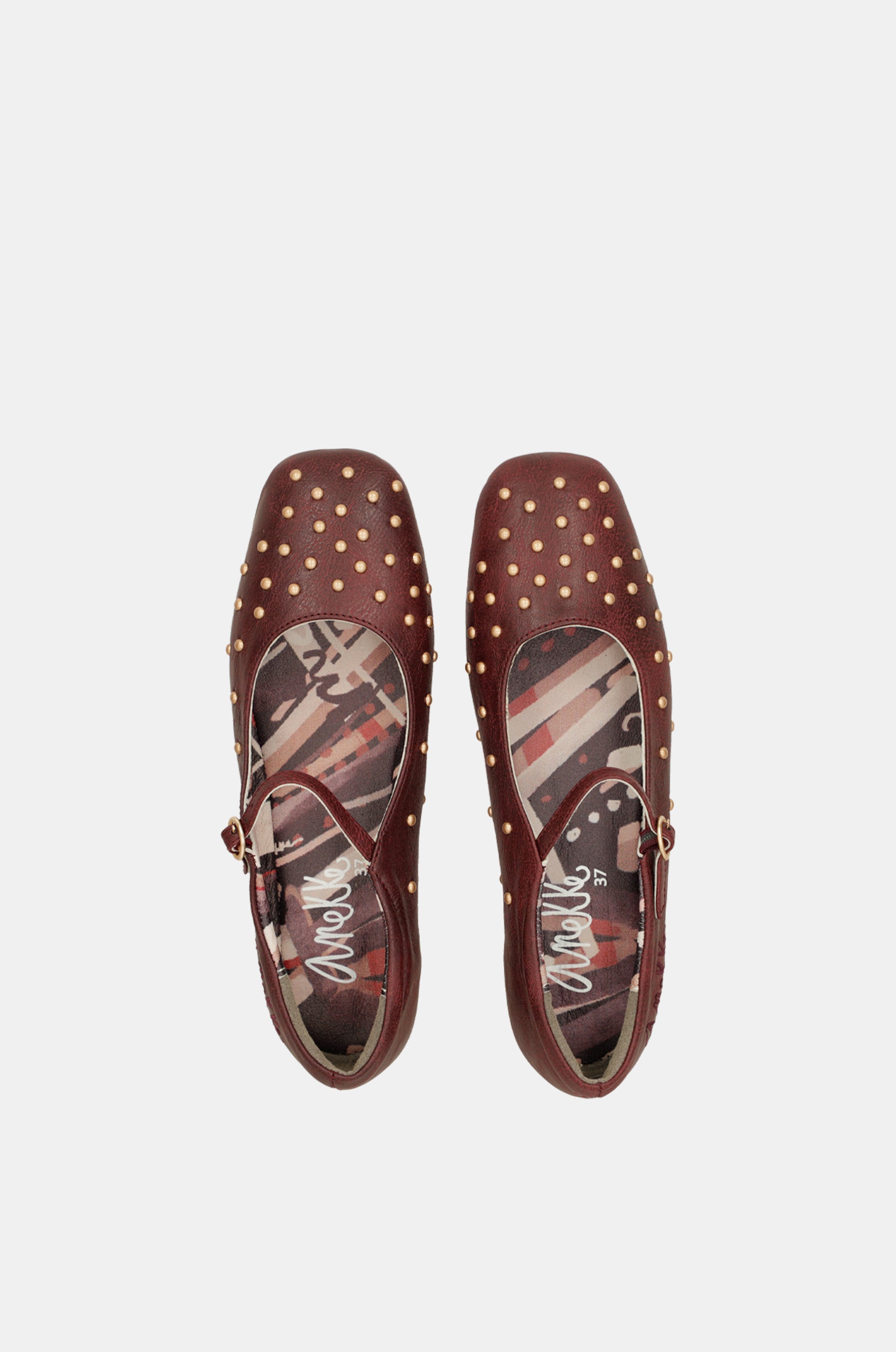 Burgundy studded ballerinas
