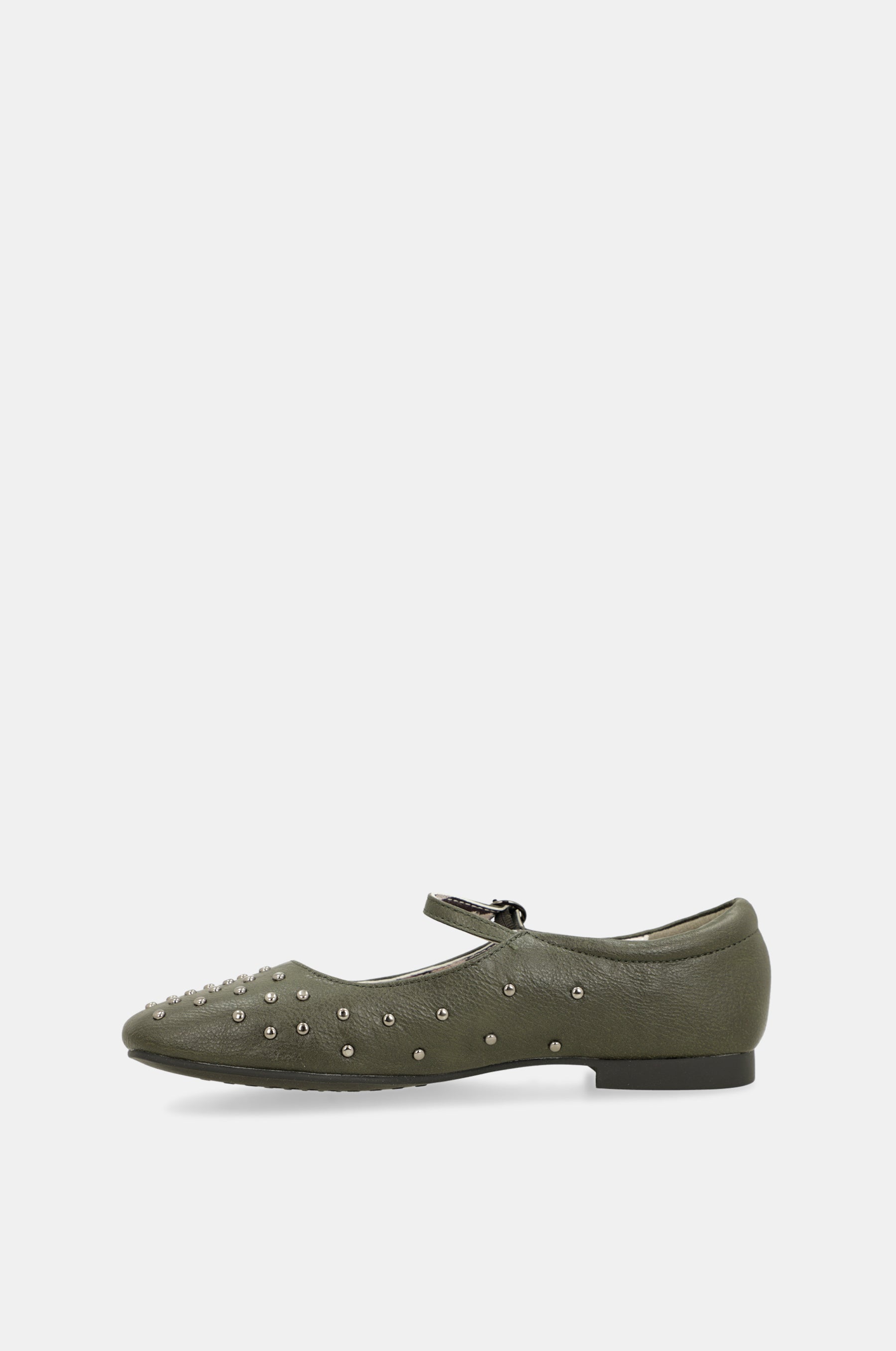 Khaki green studded ballerinas