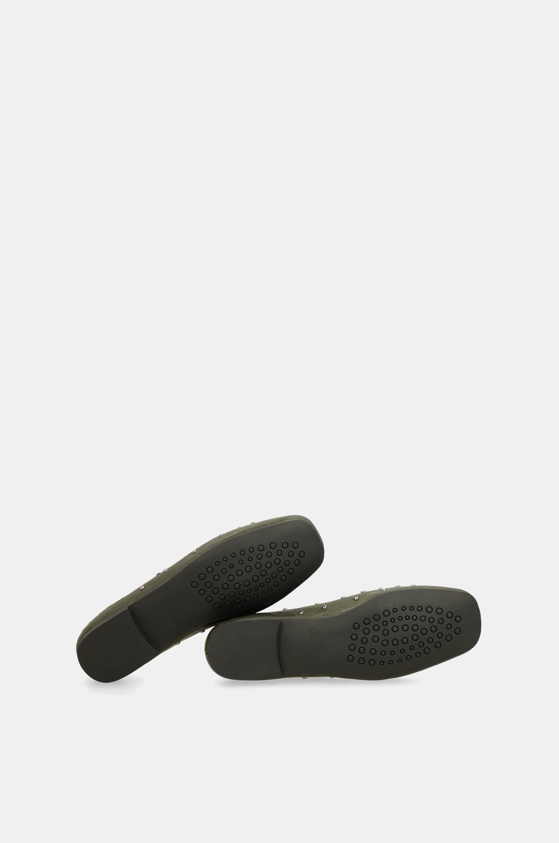 Khaki green studded ballerinas
