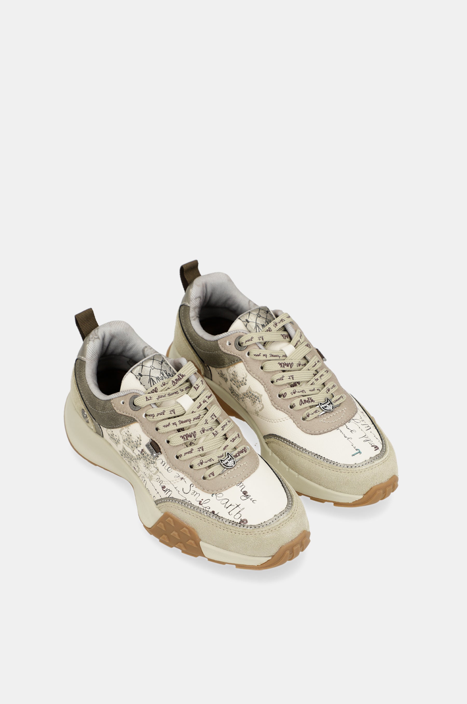 Beige printed sneakers