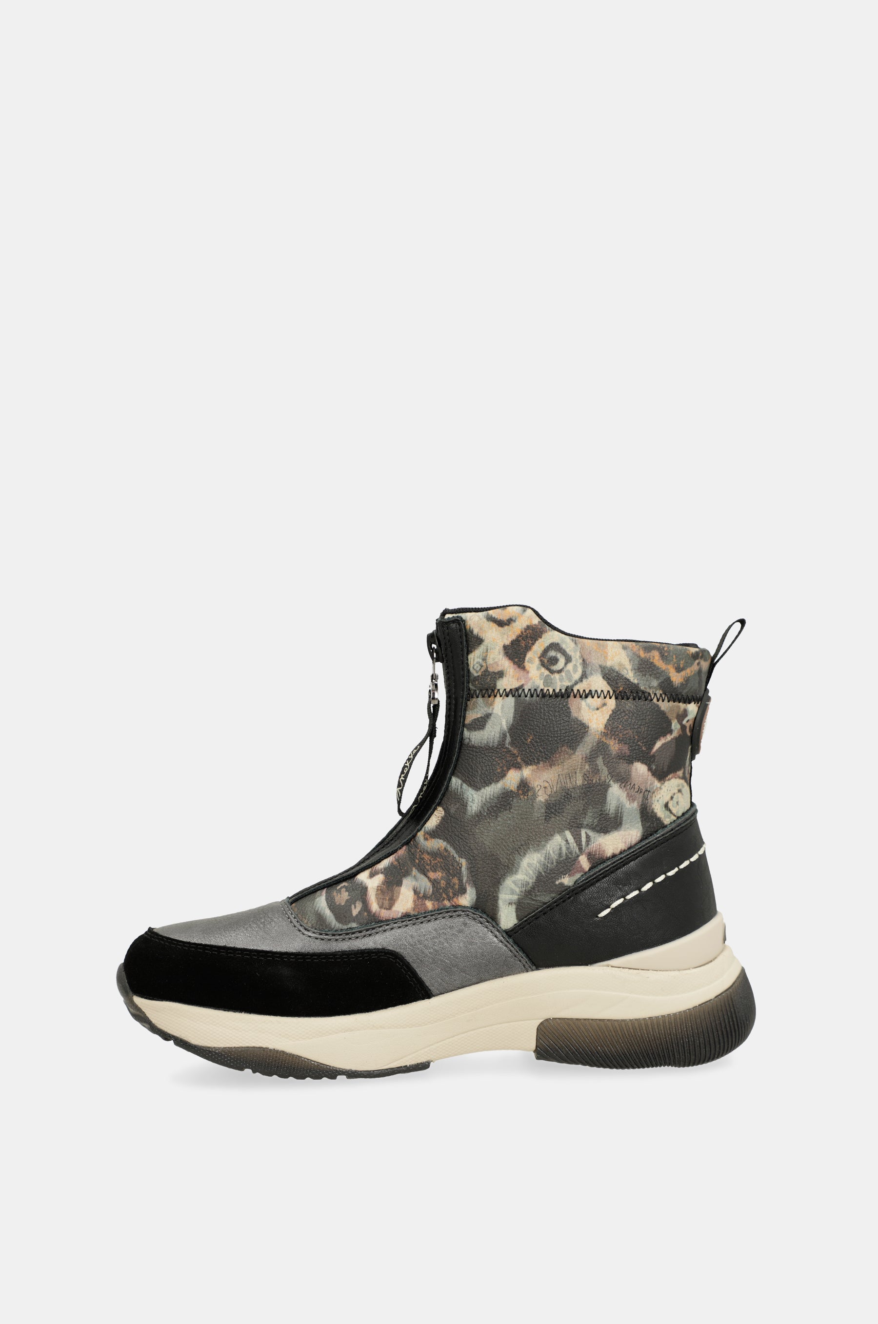Anthracite printed sporty ankle boot