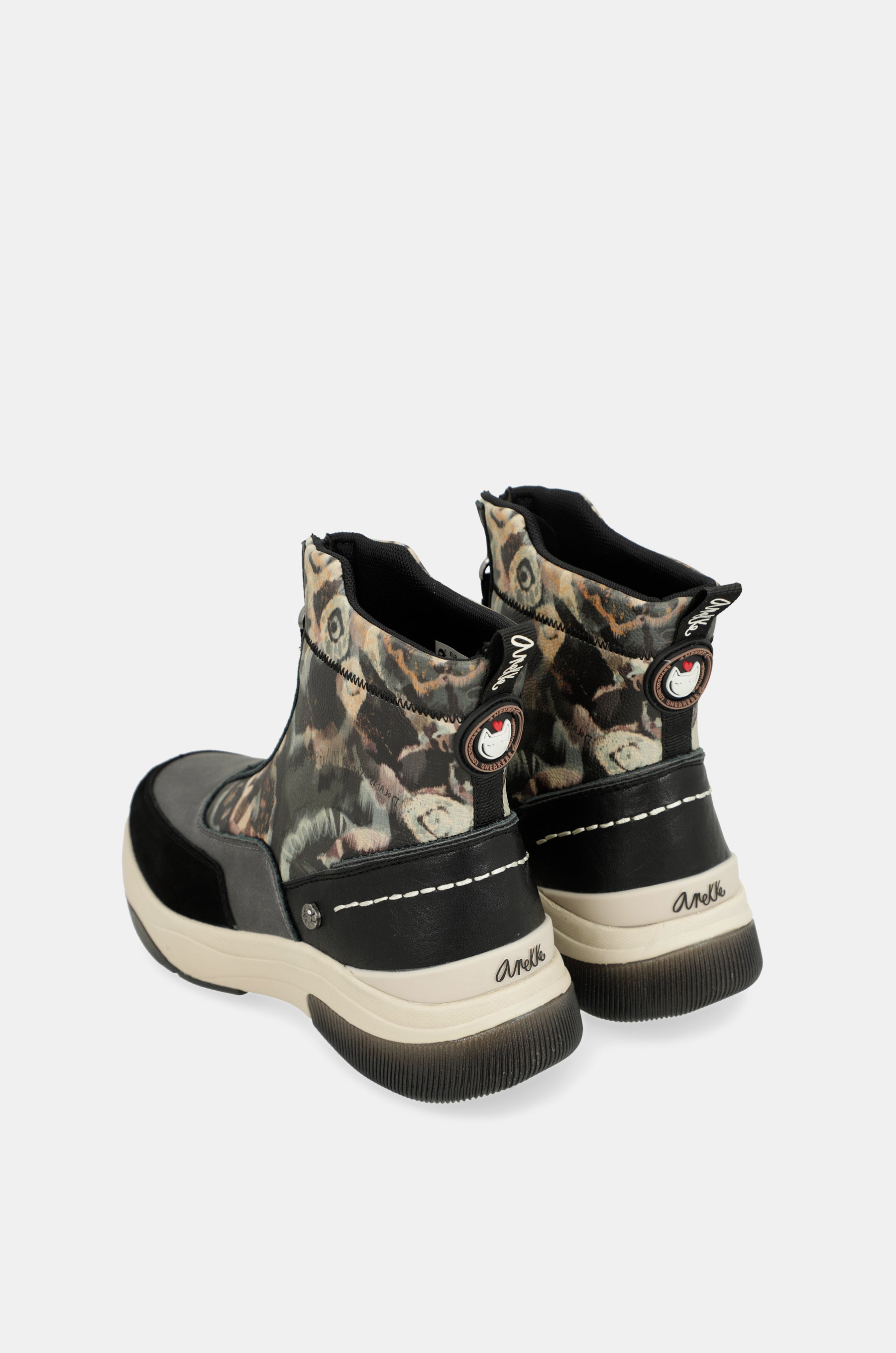 Anthracite printed sporty ankle boot