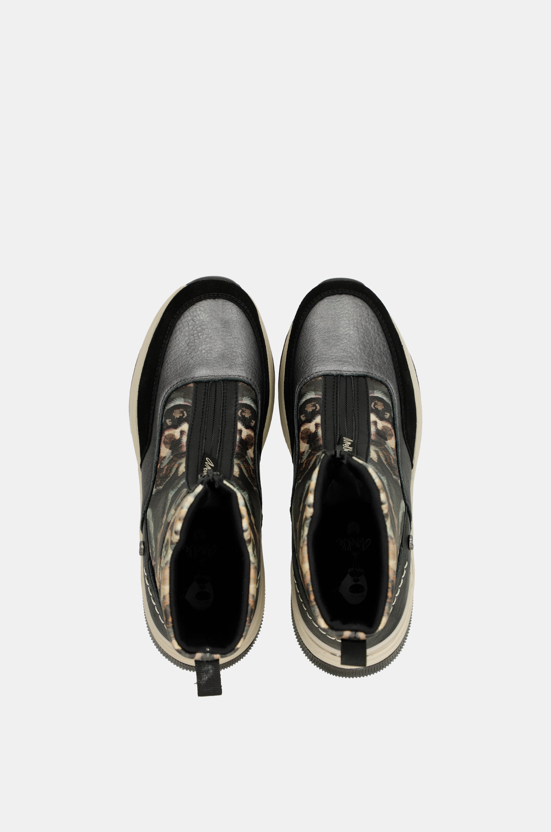 Anthracite printed sporty ankle boot