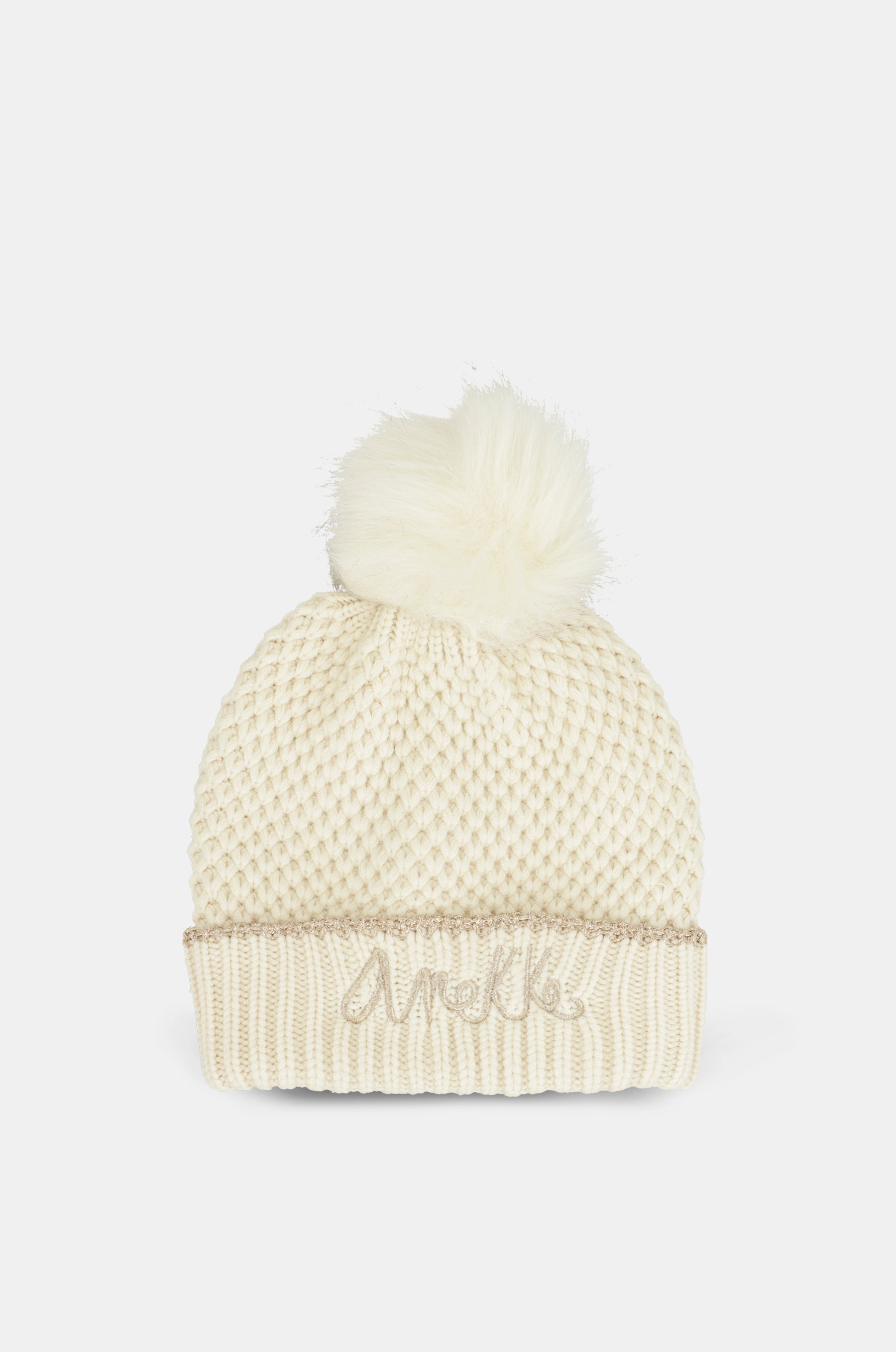 Beige knitted beanie