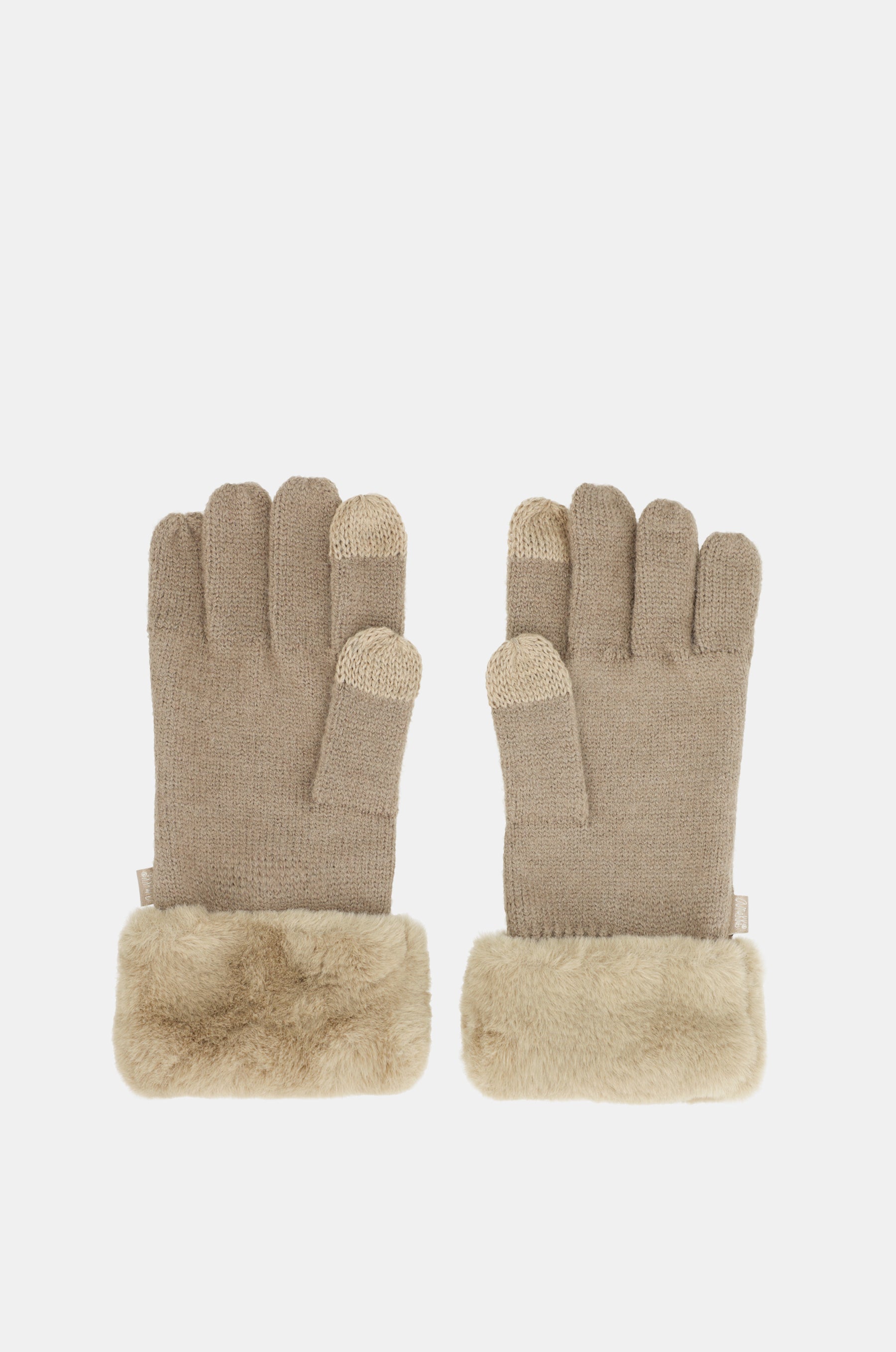 Beige knitted gloves with details