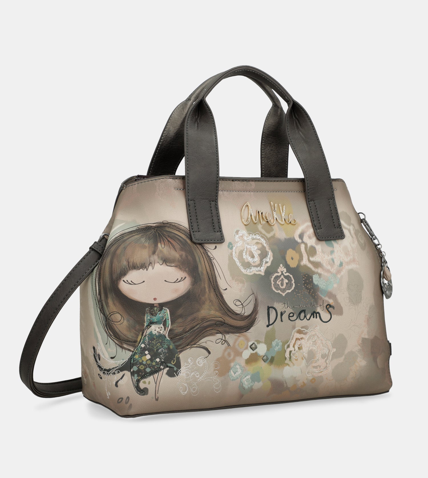 Real handbag with shoulder strap