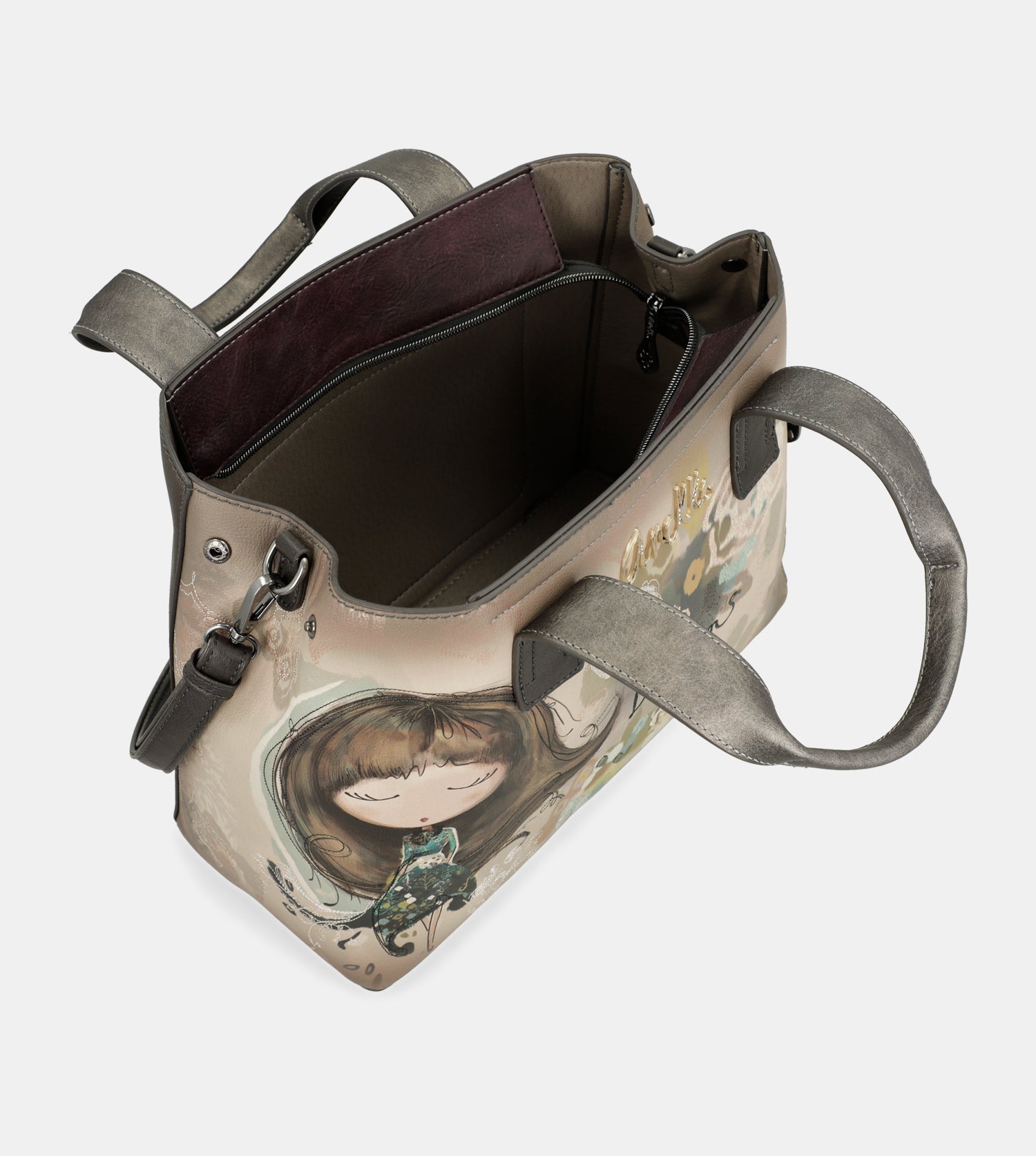 Real handbag with shoulder strap