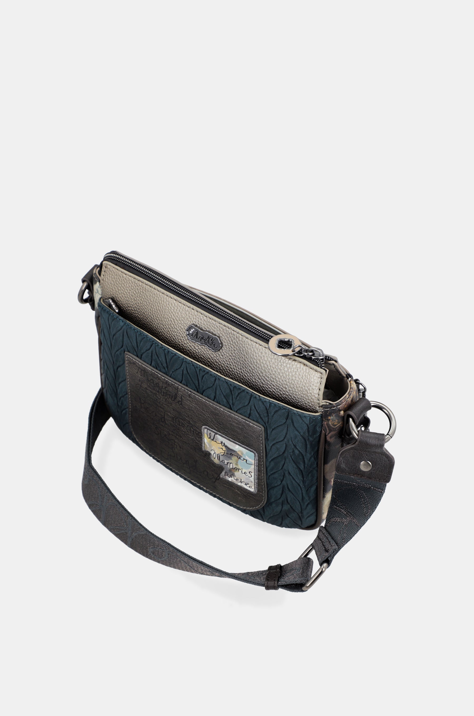 Real 3-compartment medium crossbody bag