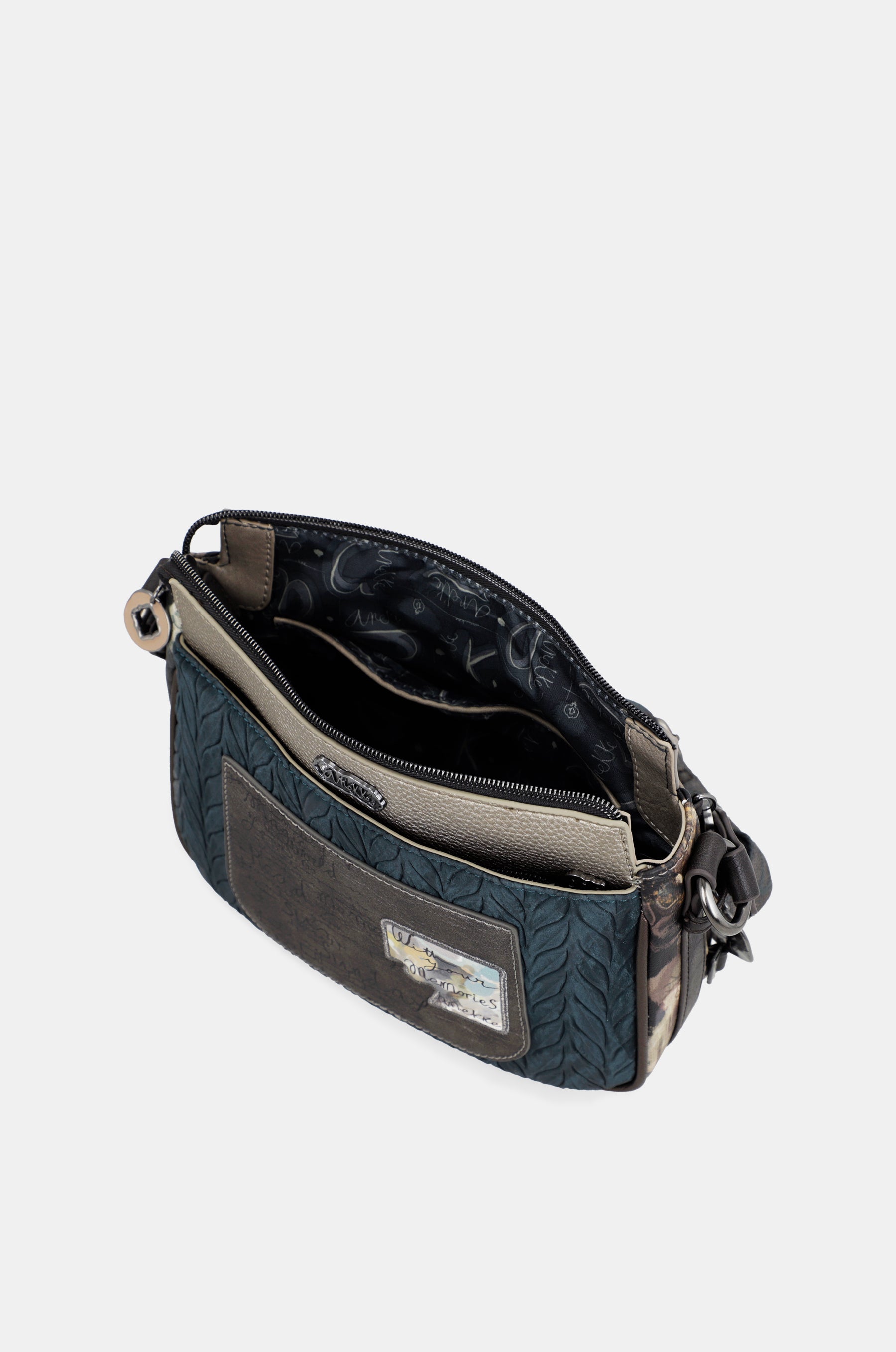 Real 3-compartment medium crossbody bag