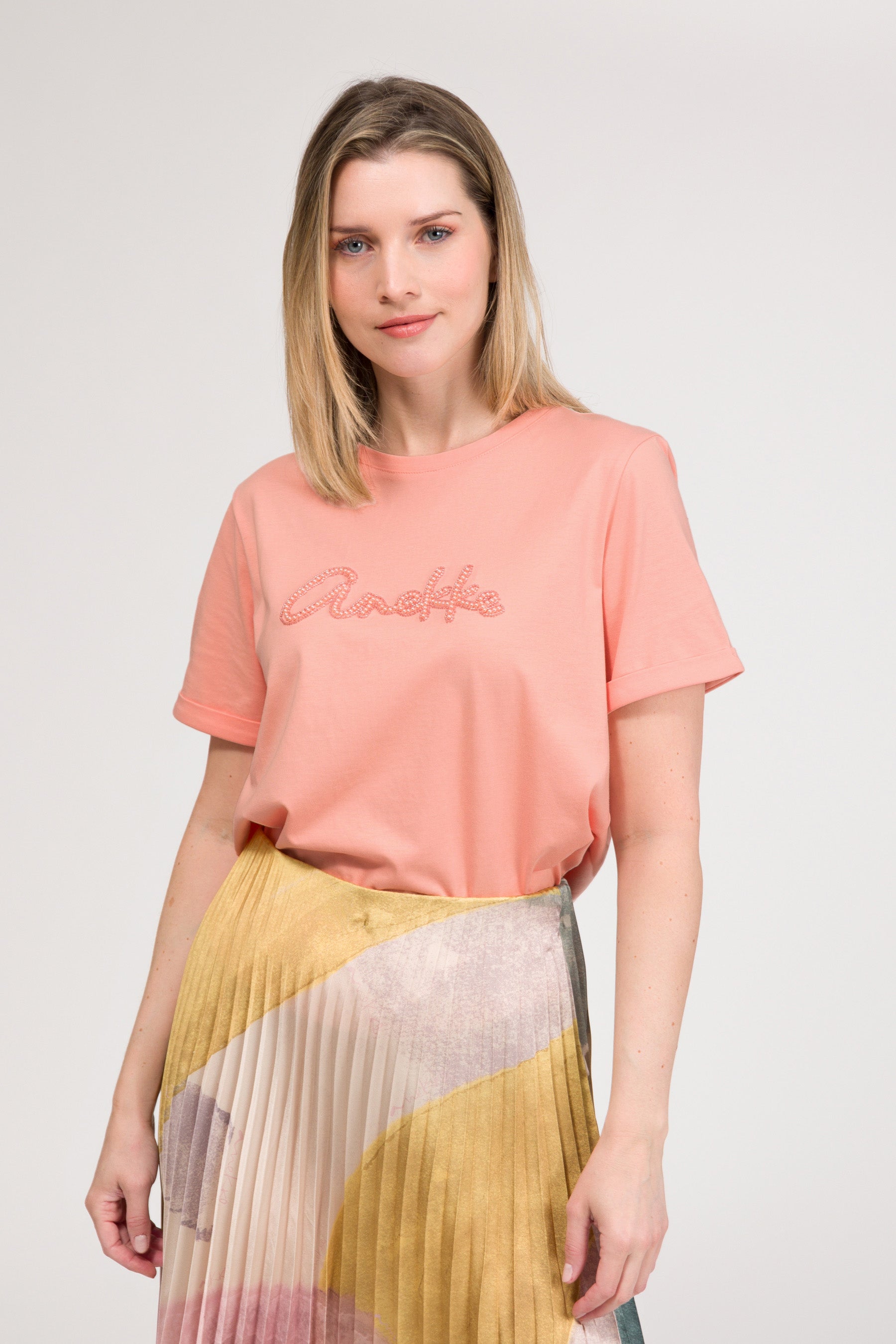 Salmon T-shirt with logo