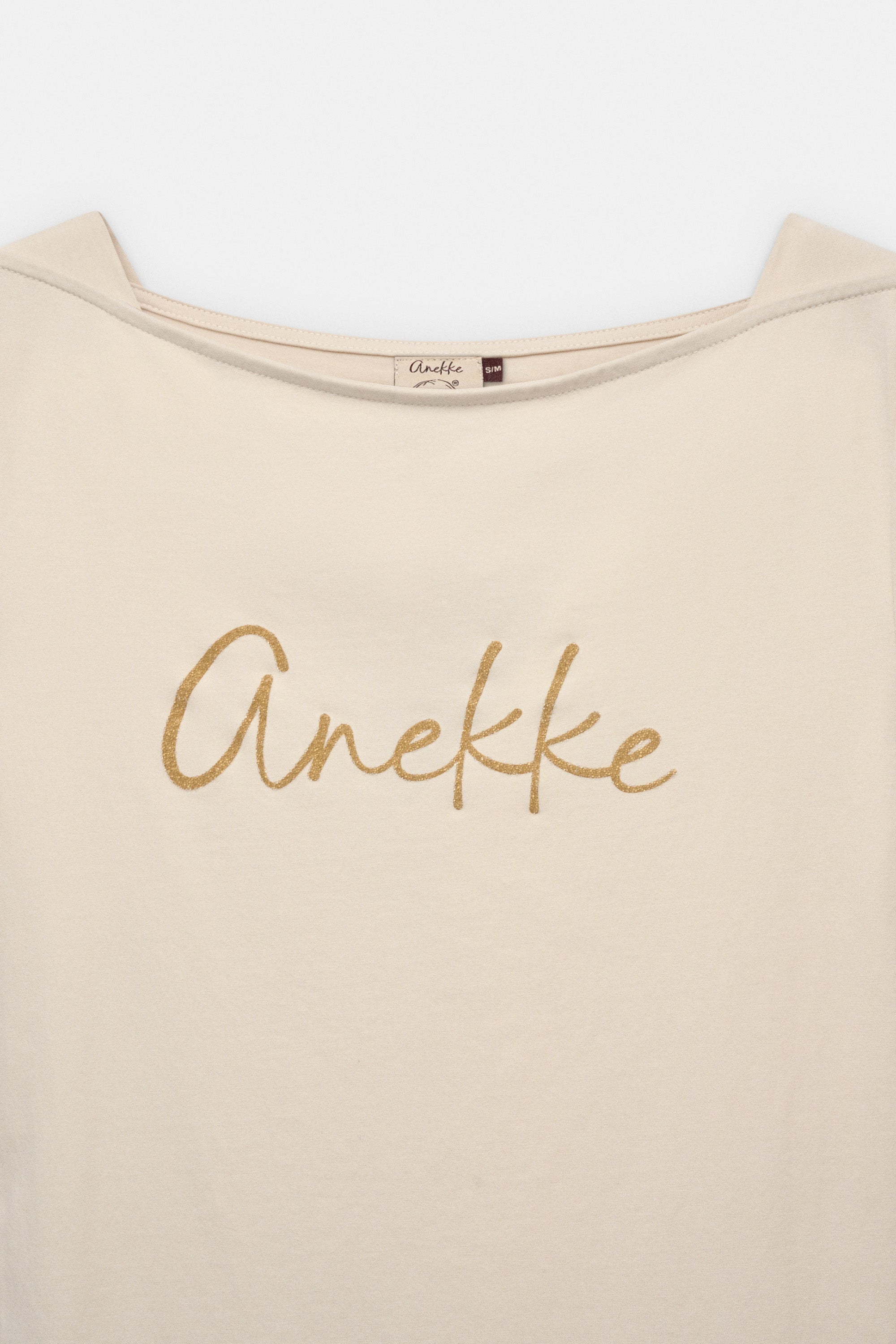 Beige long-sleeve T-shirt with logo