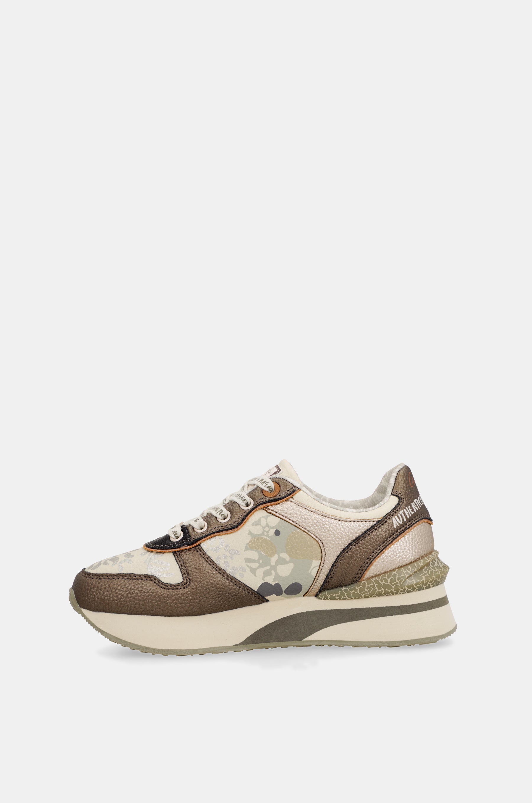 Beige and copper sneakers