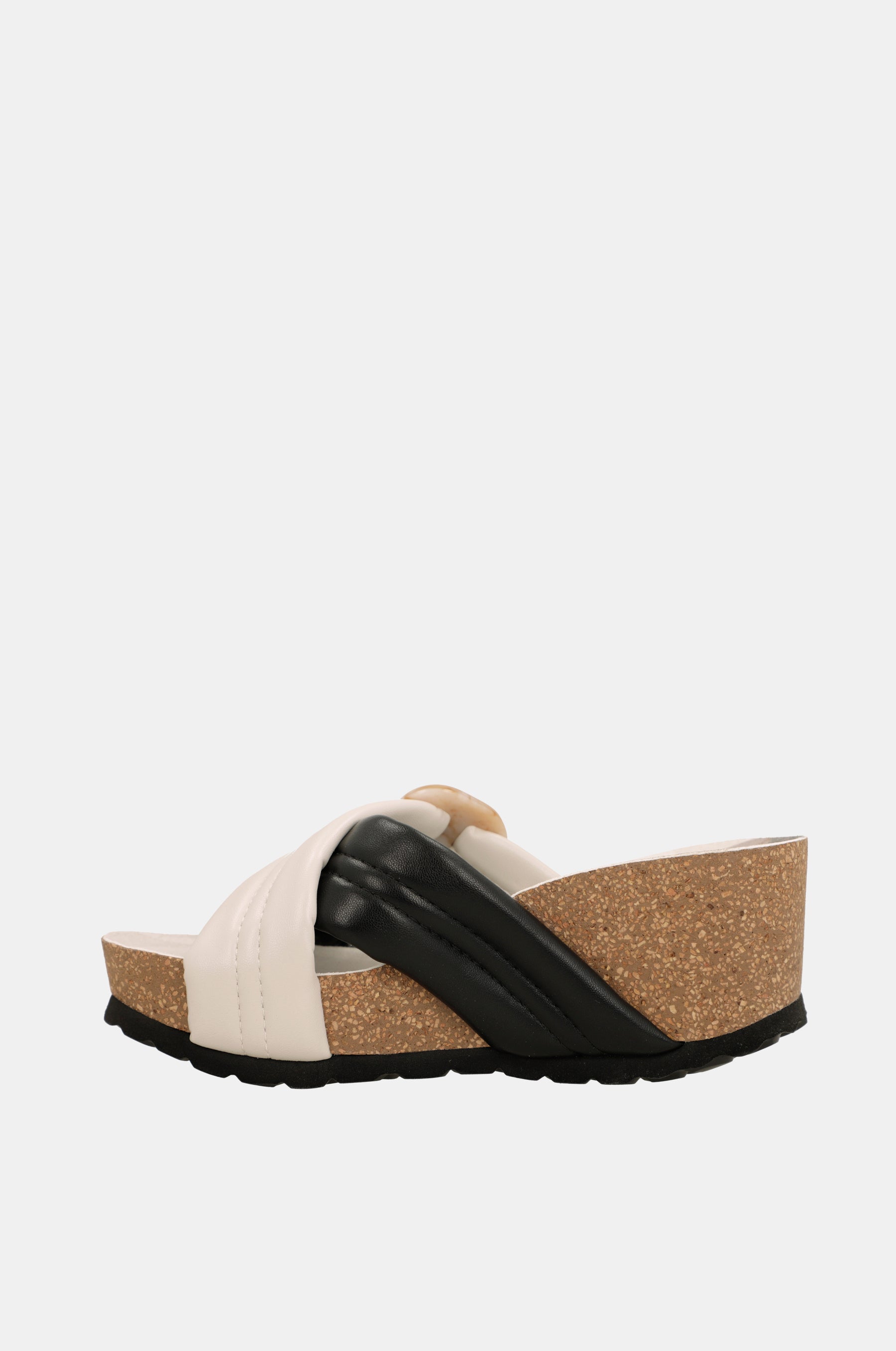 Black and white crossover sandals