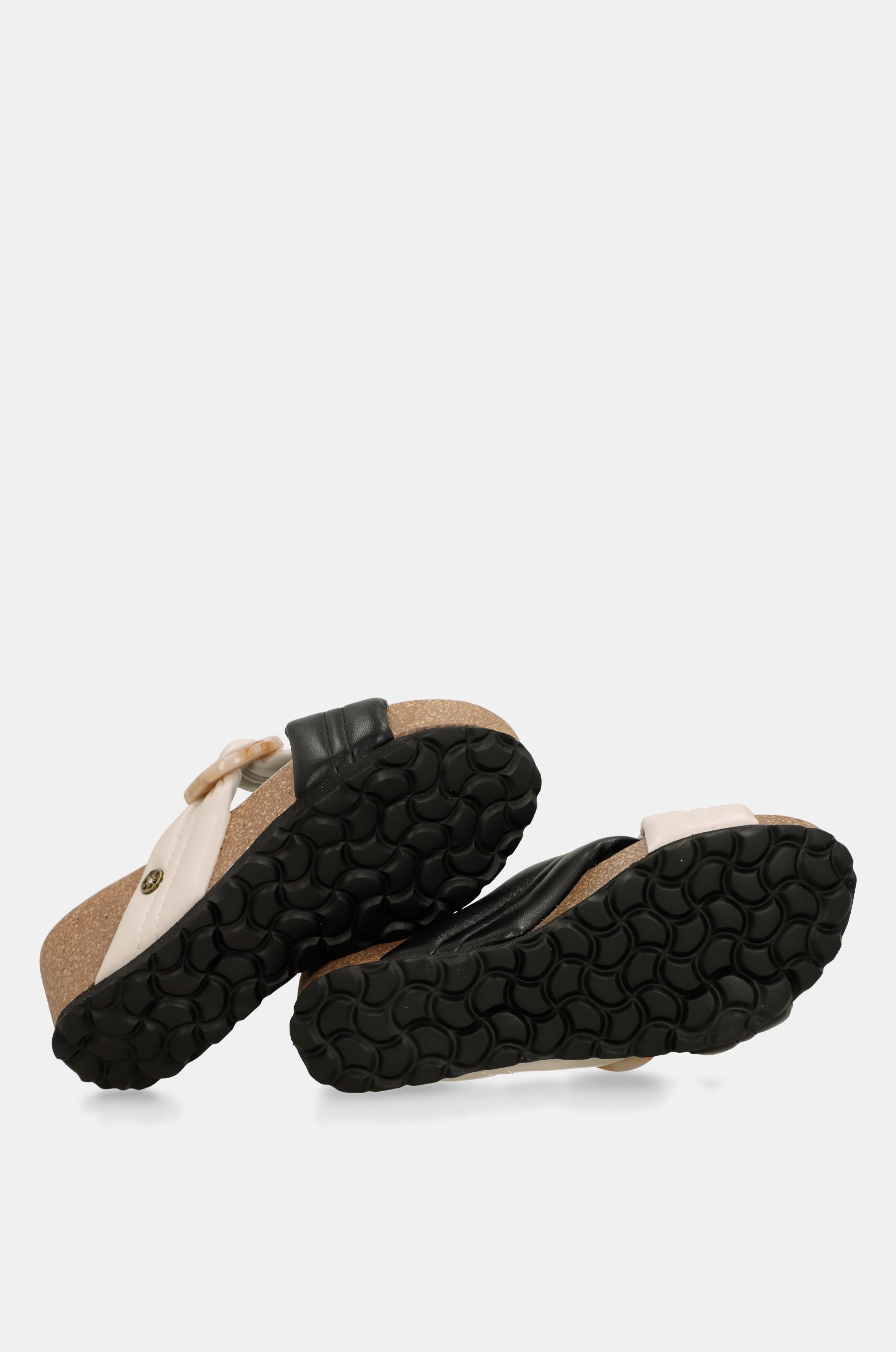 Black and white crossover sandals