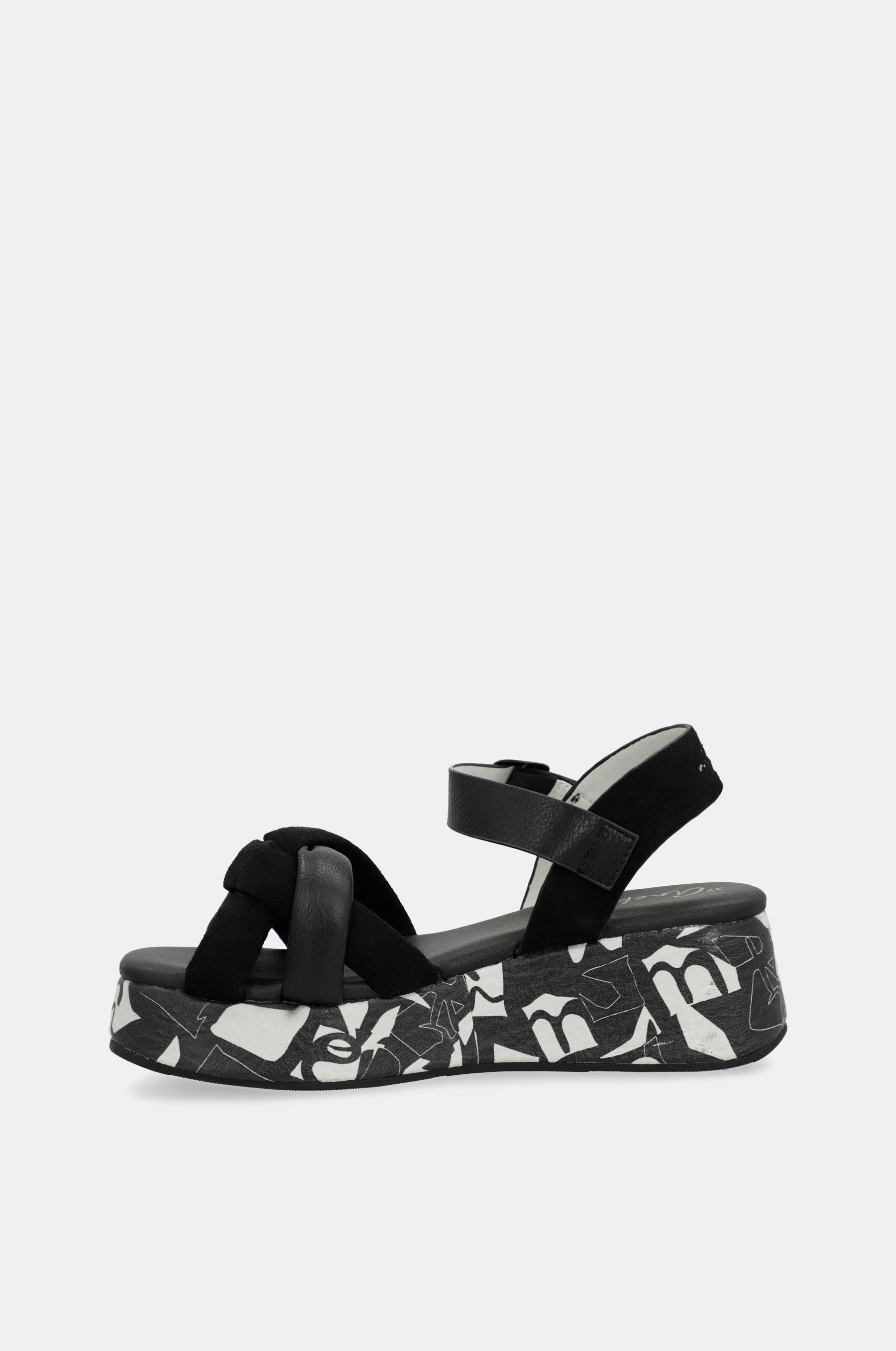 Black and white platform sandals
