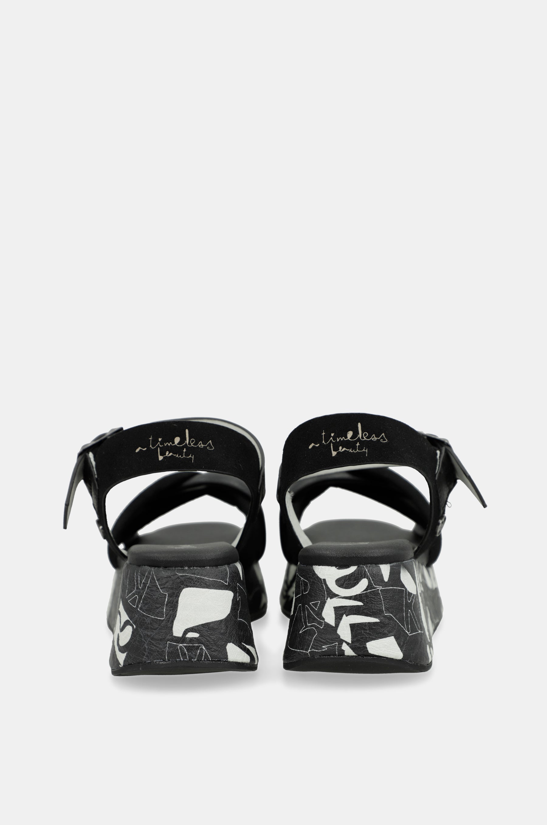 Black and white platform sandals