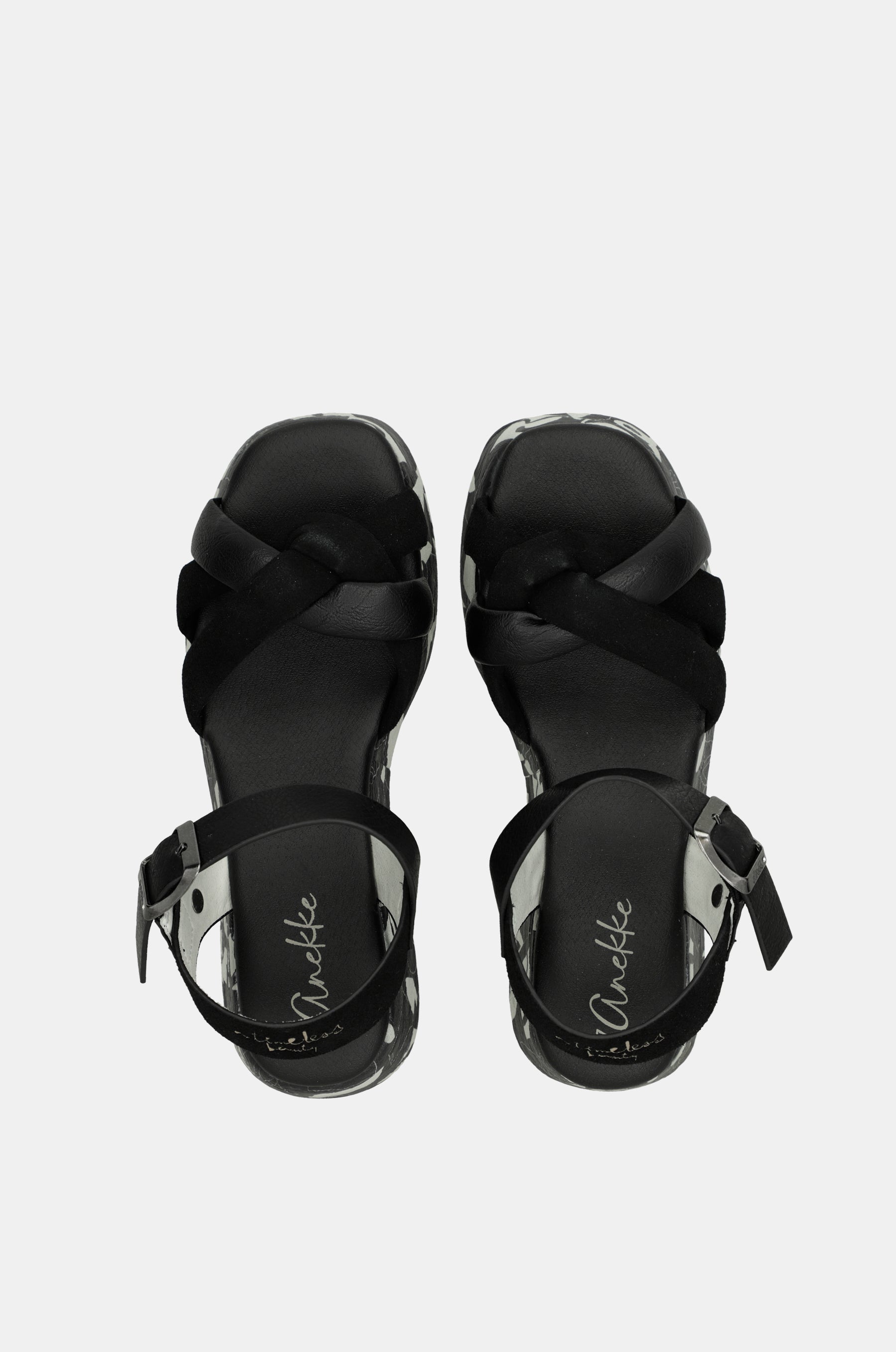 Black and white platform sandals