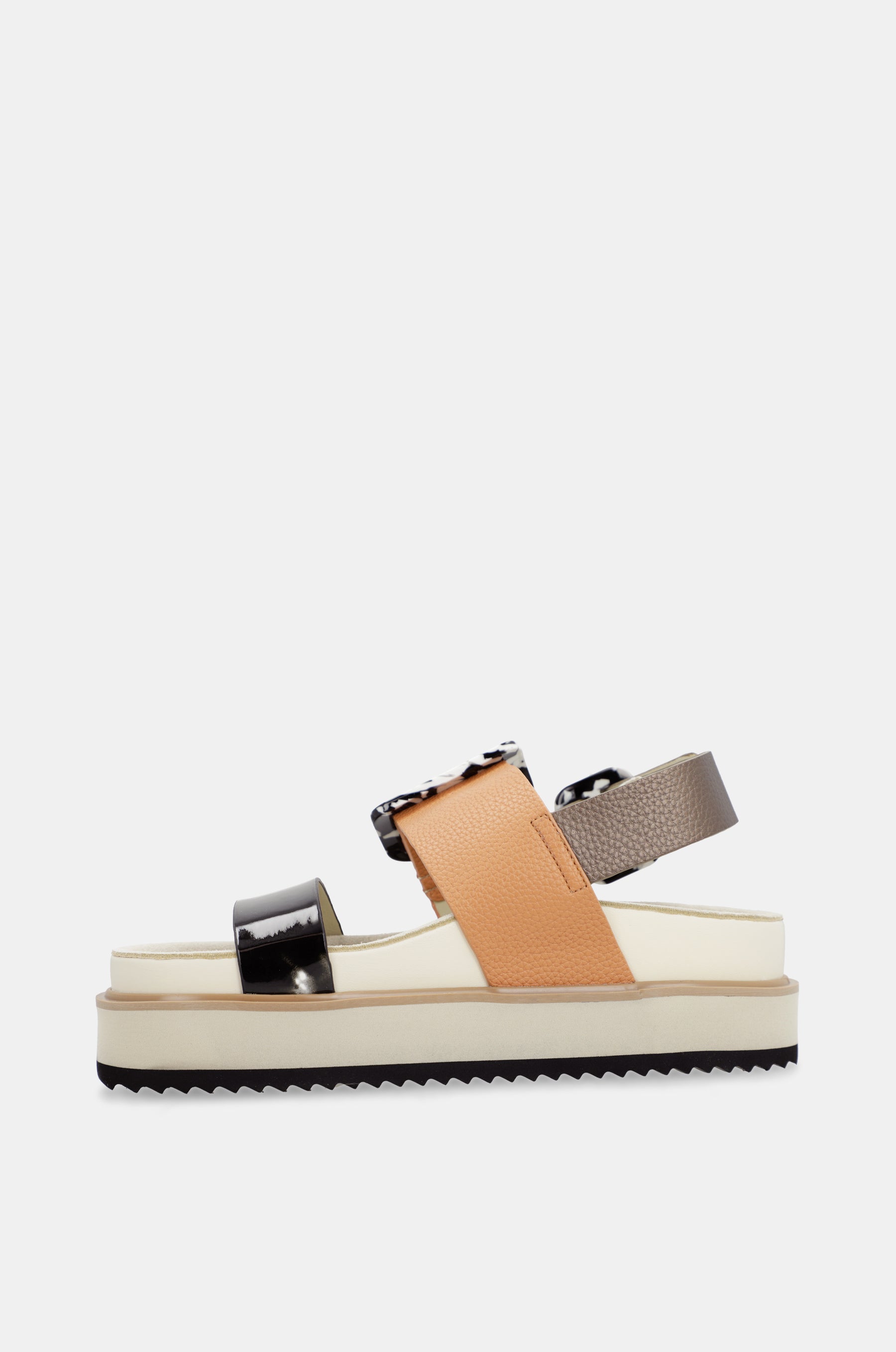 Orange and black platform sandals