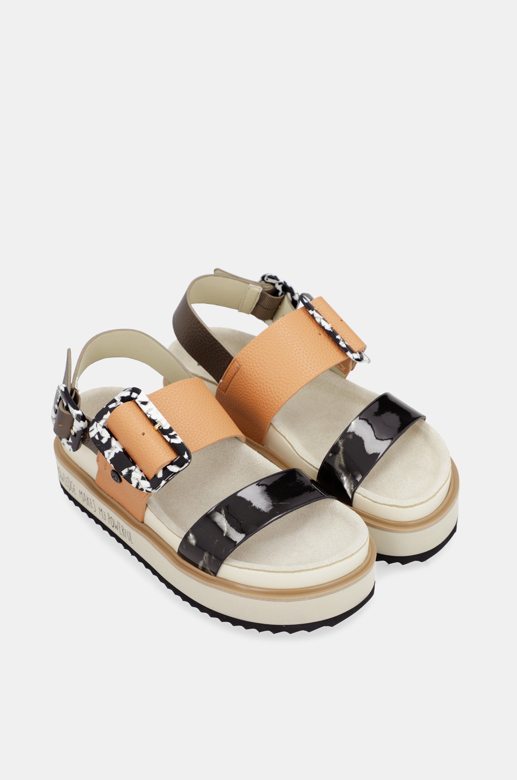 Orange and black platform sandals