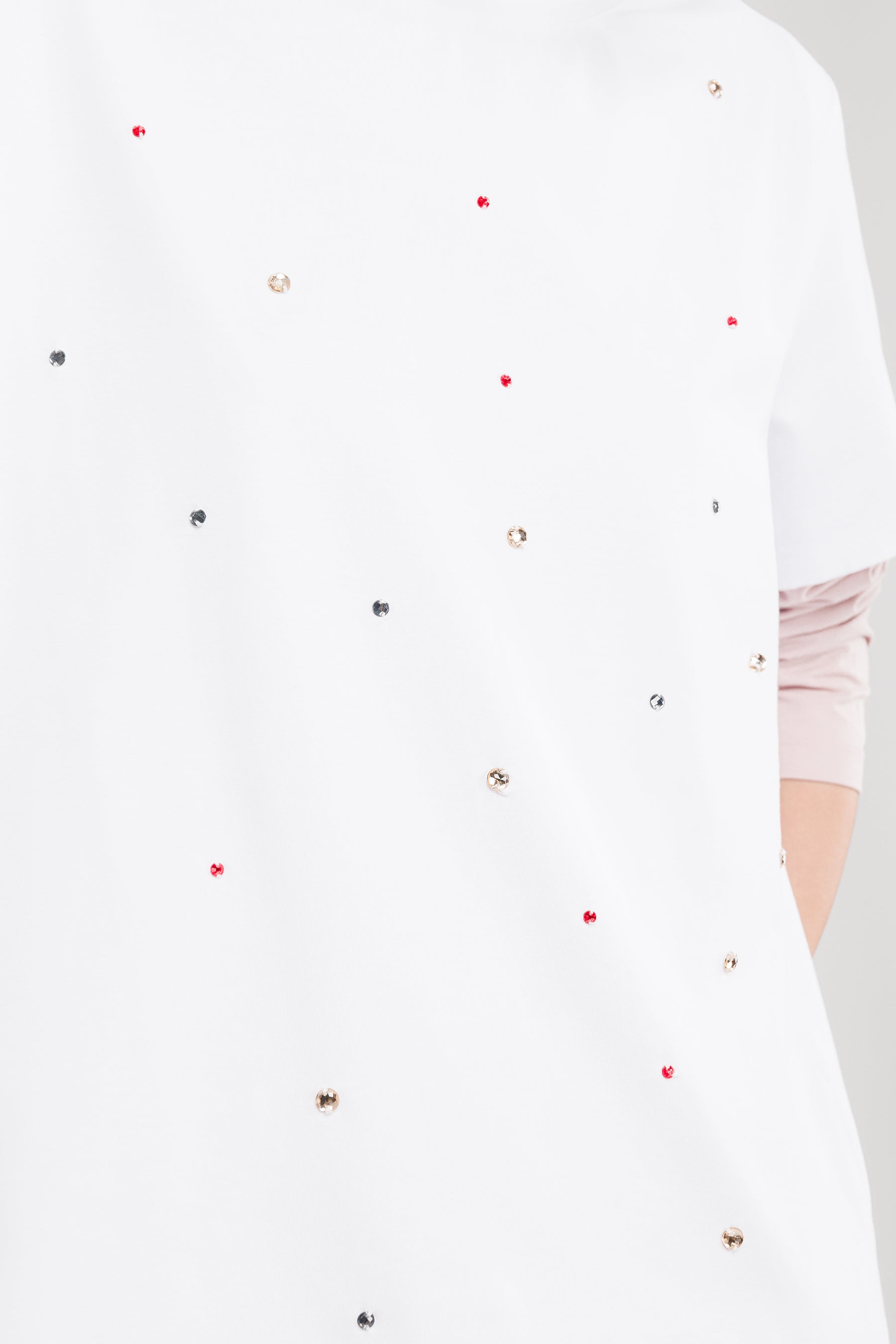 White studded short sleeve T-shirt