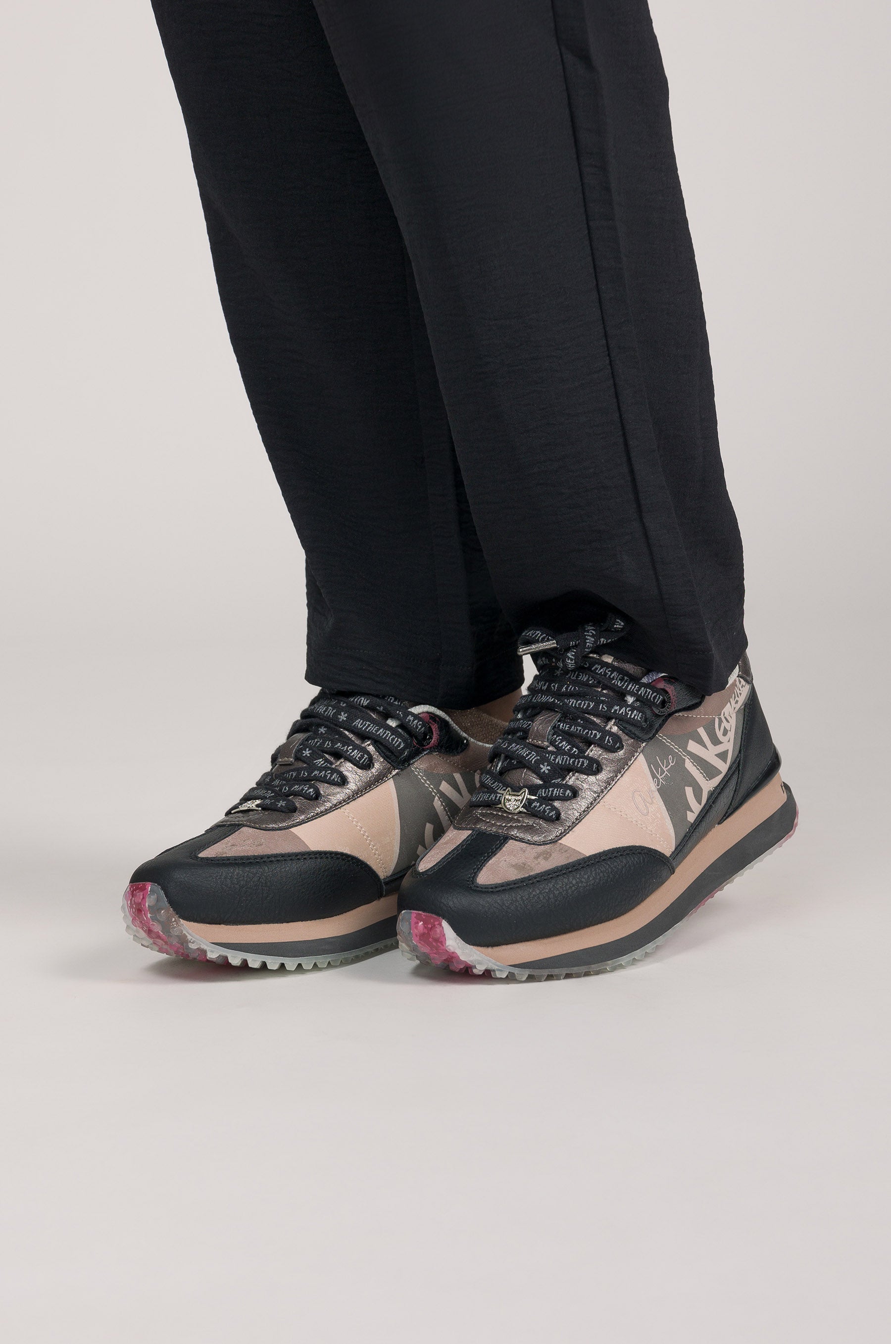 Black and pink sneakers