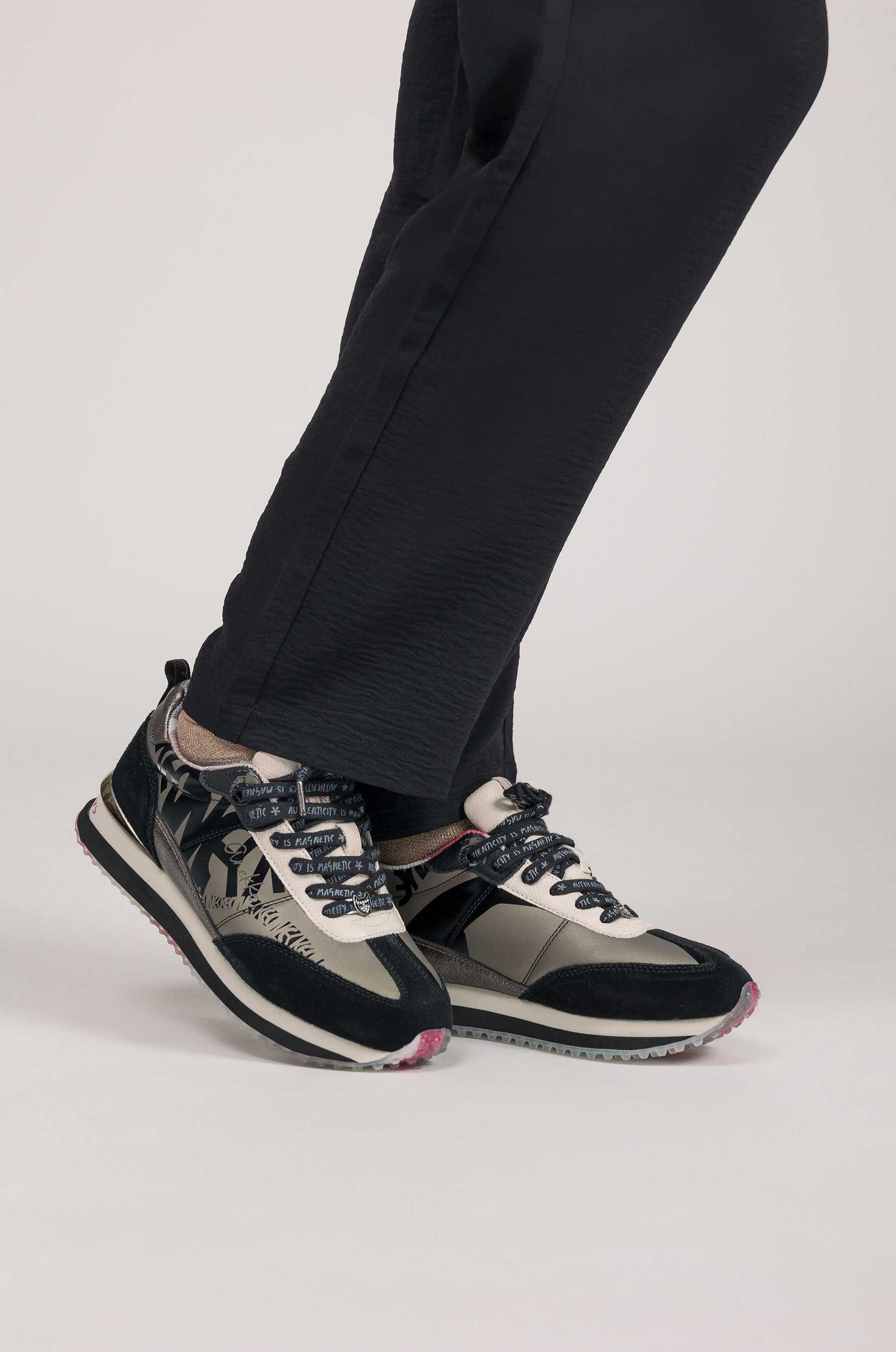 Black and lead-grey sneakers