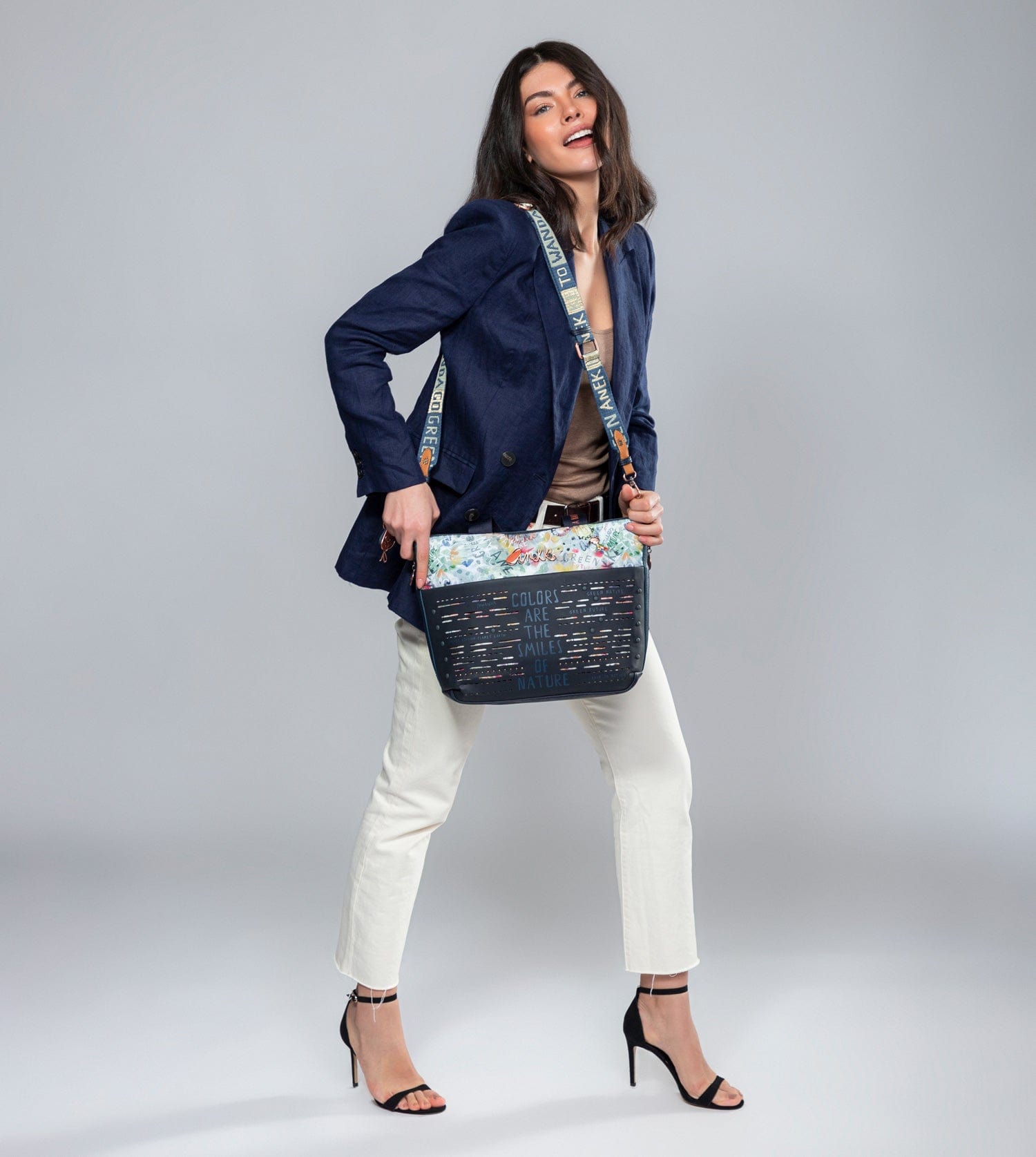 Nature Pachamama navy blue large crossbody bag