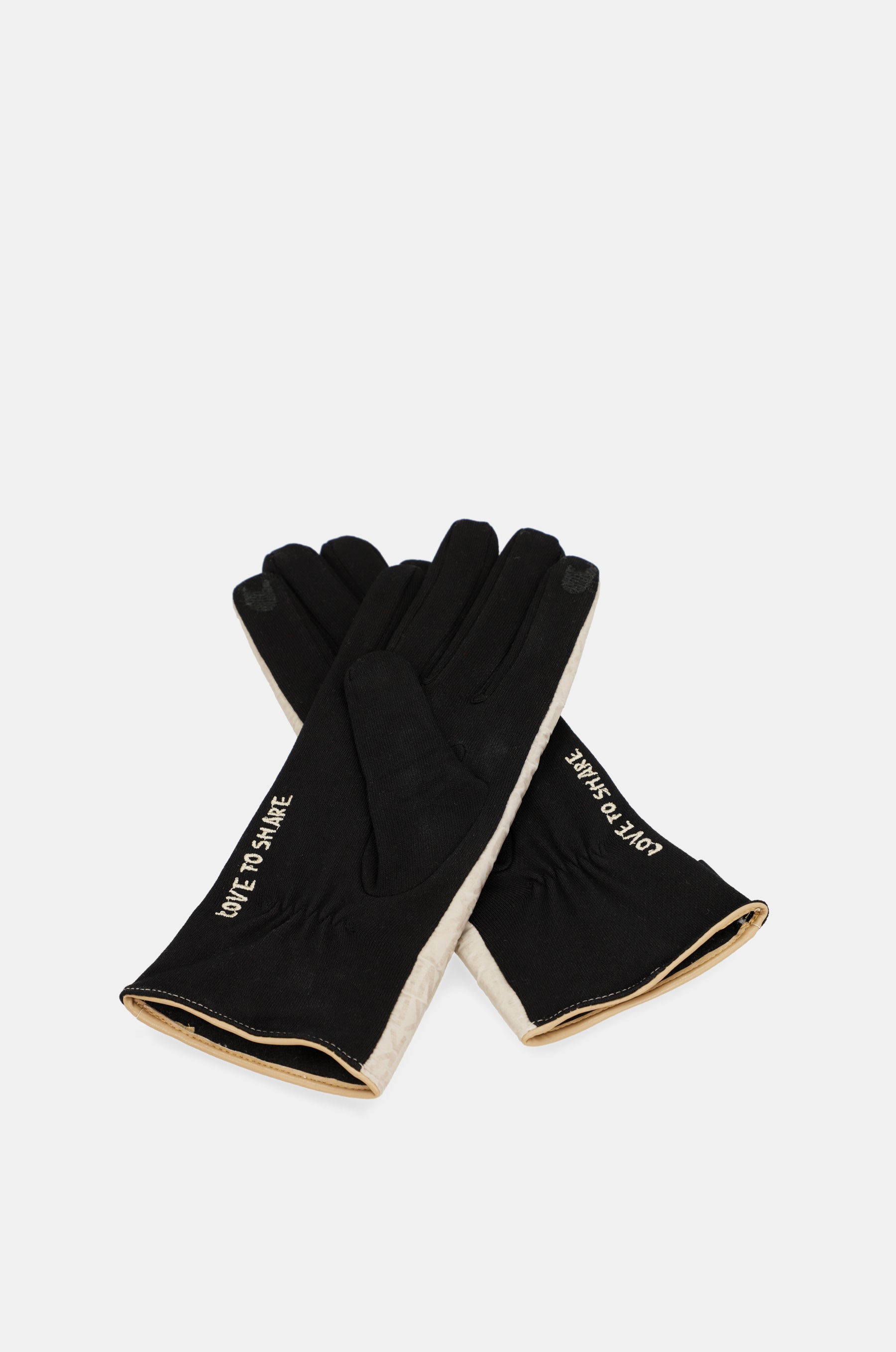 Black and beige Contemporary gloves