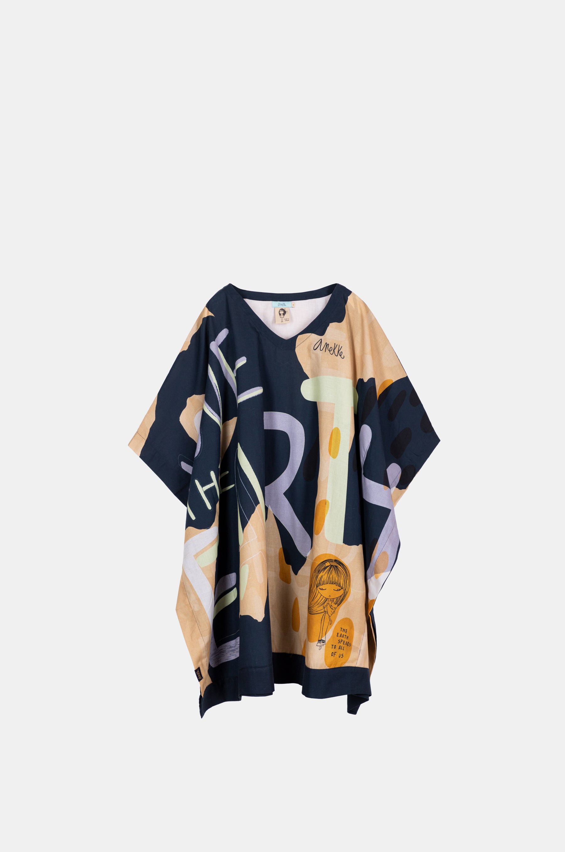 Navy blue print kaftan