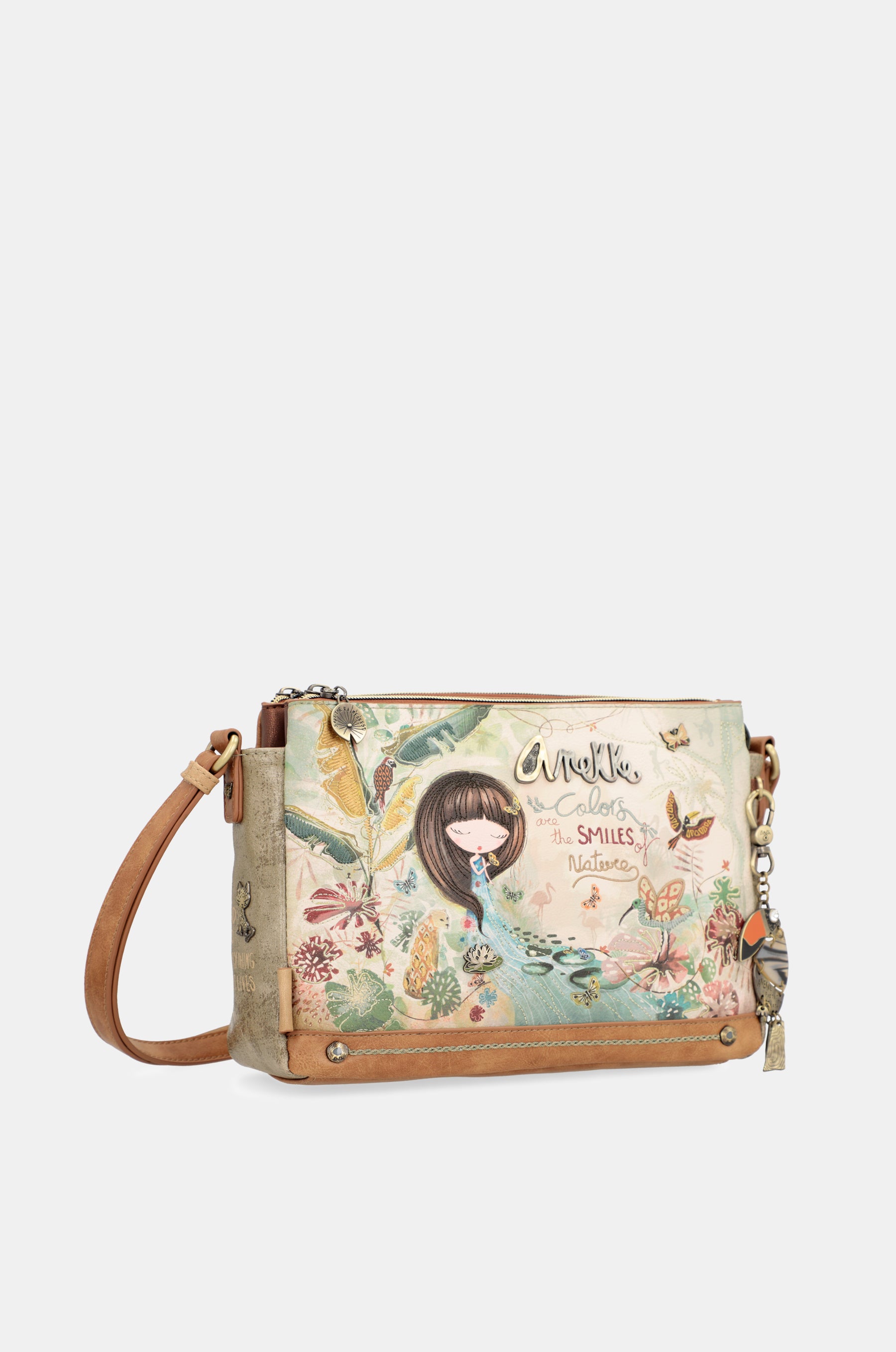 Amazonia patterned crossbody bag with 3 compartments