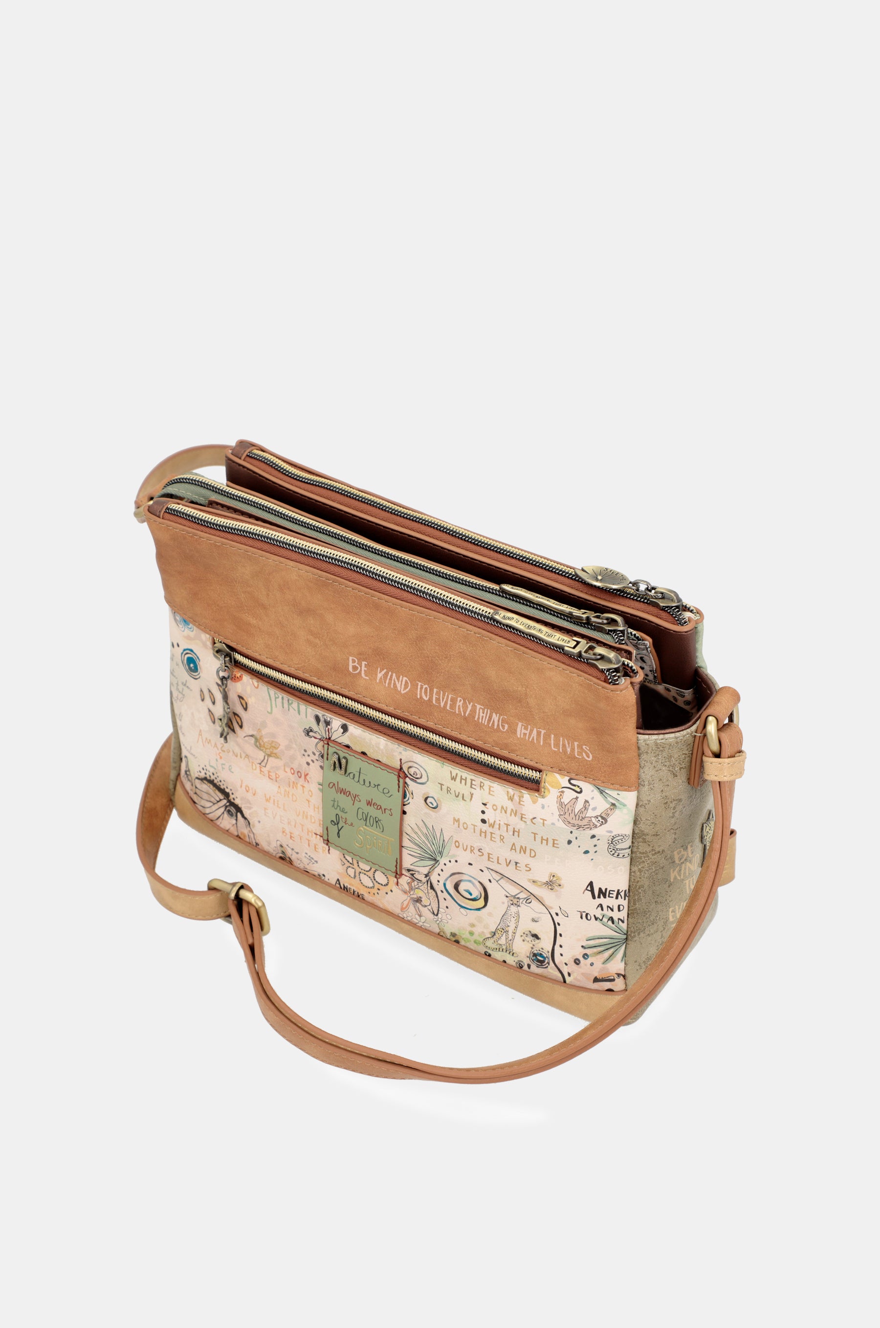 Amazonia patterned crossbody bag with 3 compartments