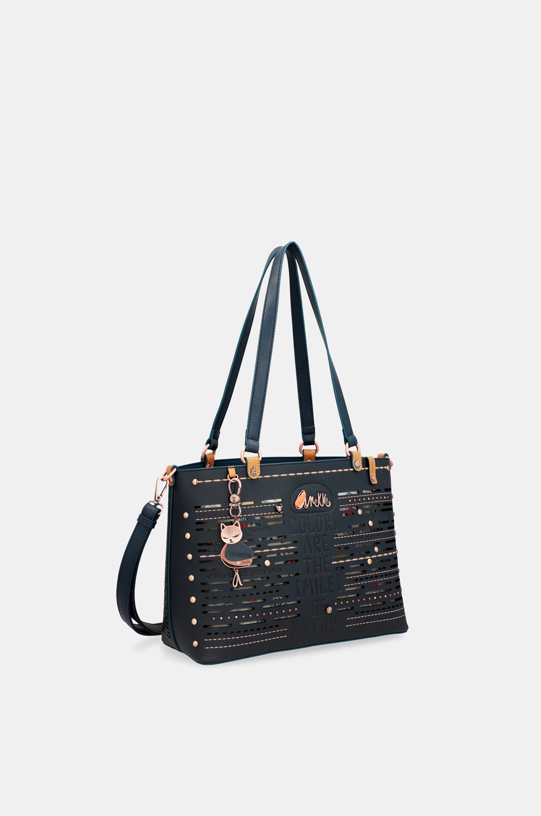 Nature Pachamama navy blue large tote bag