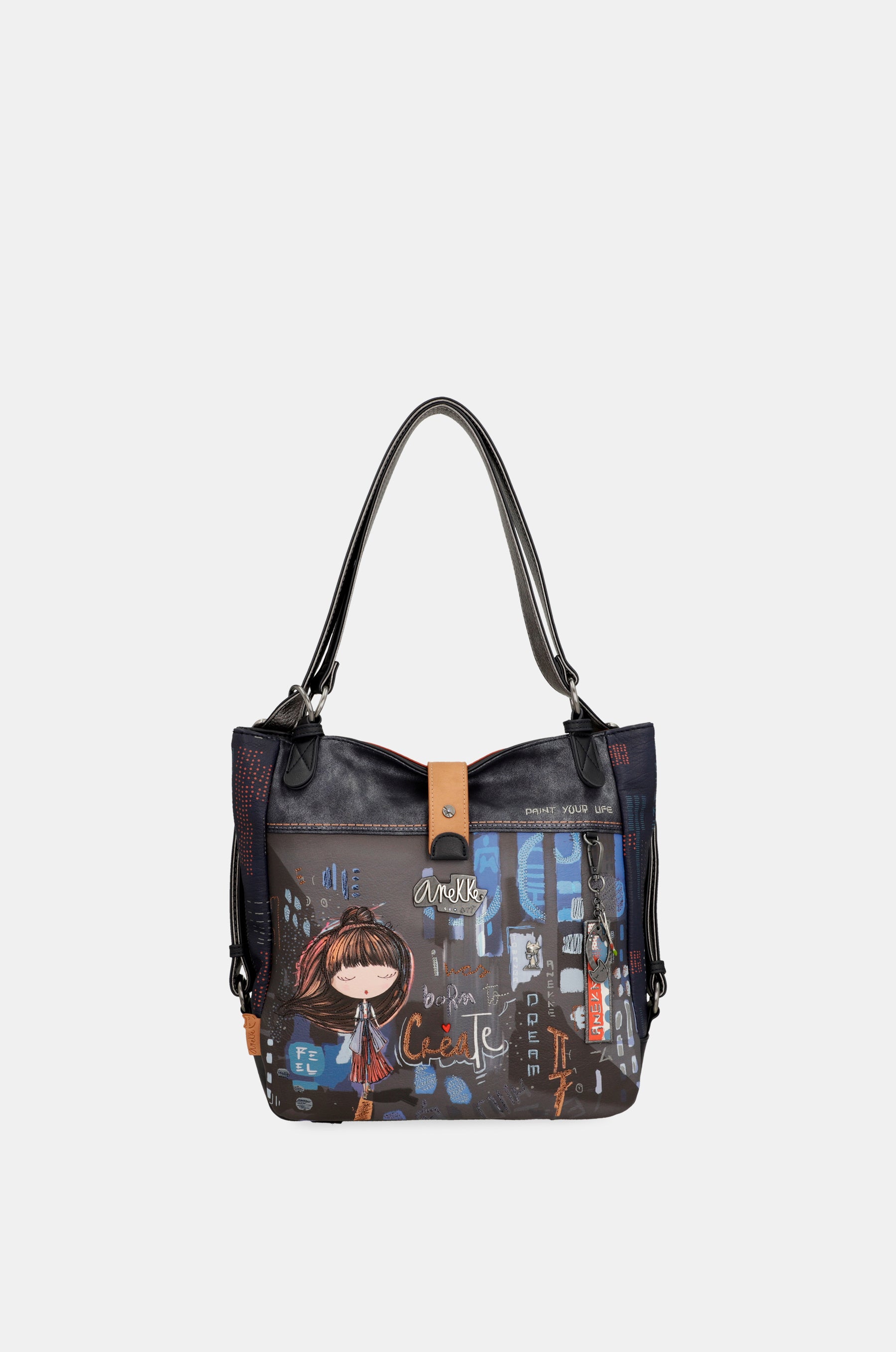 Contemporary shoulder bag convertible into a backpack Contemporary