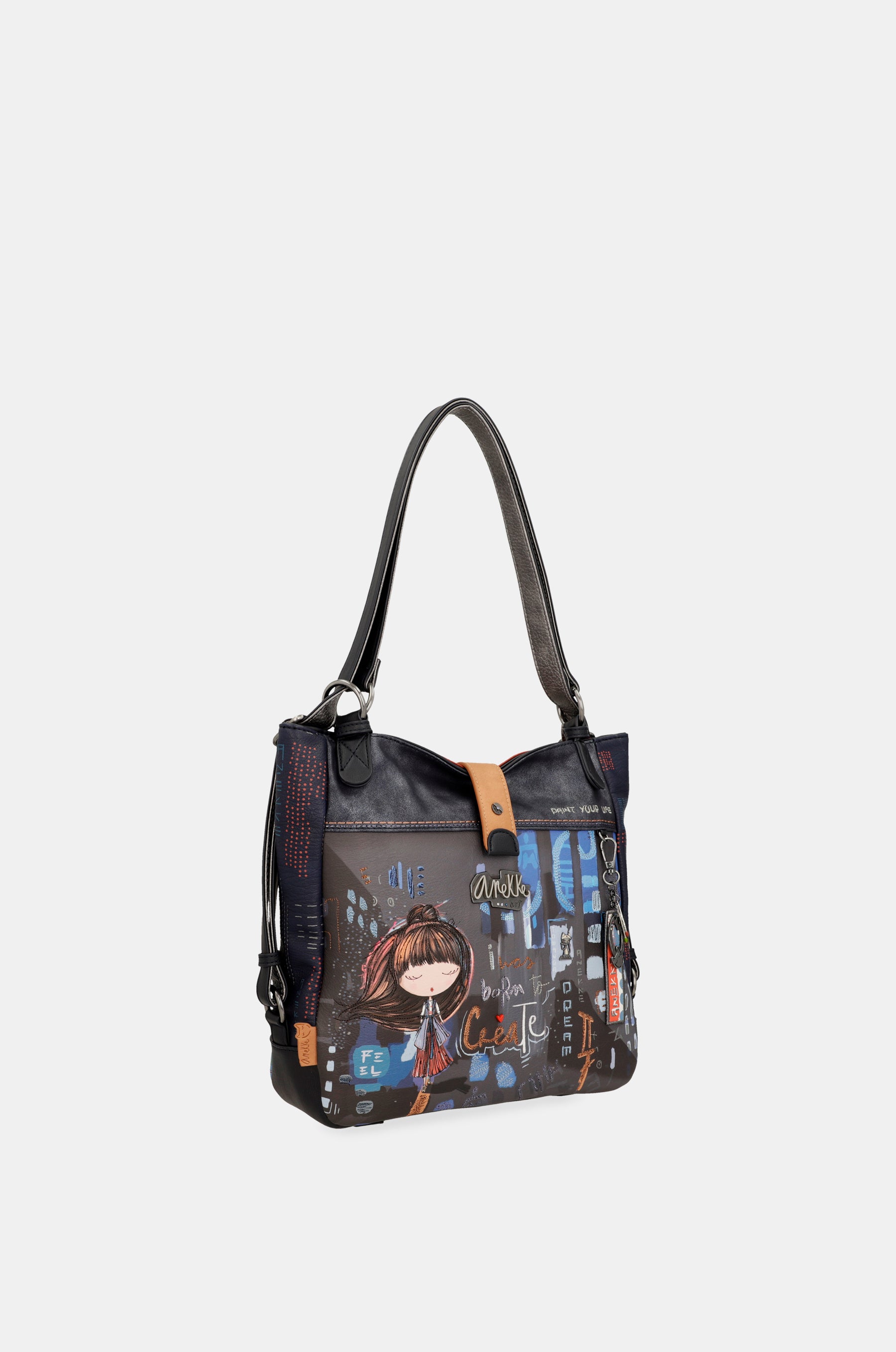 Contemporary shoulder bag convertible into a backpack Contemporary
