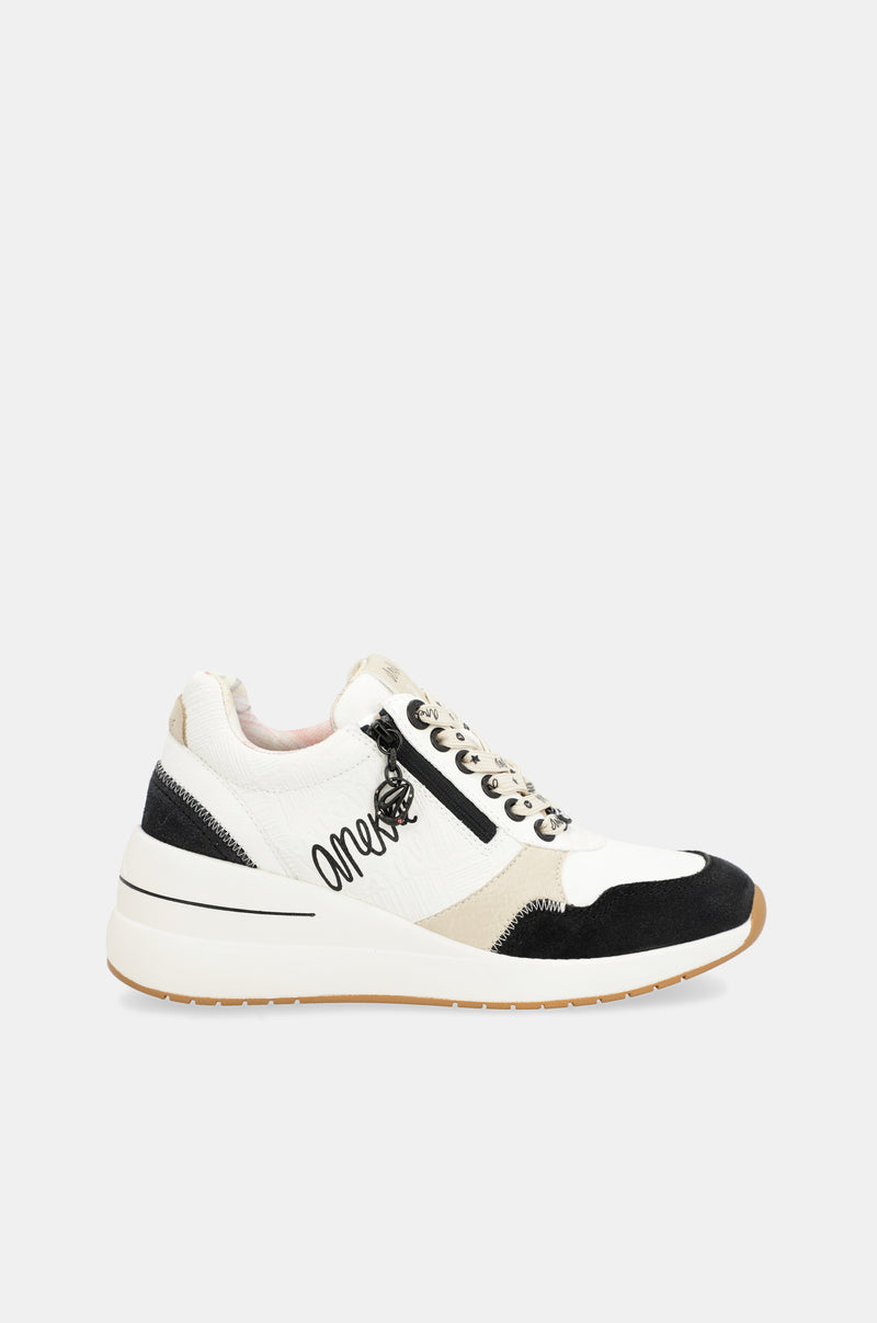 Black & white wedge sneakers