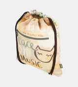 Peace & Love fabric drawstring backpack