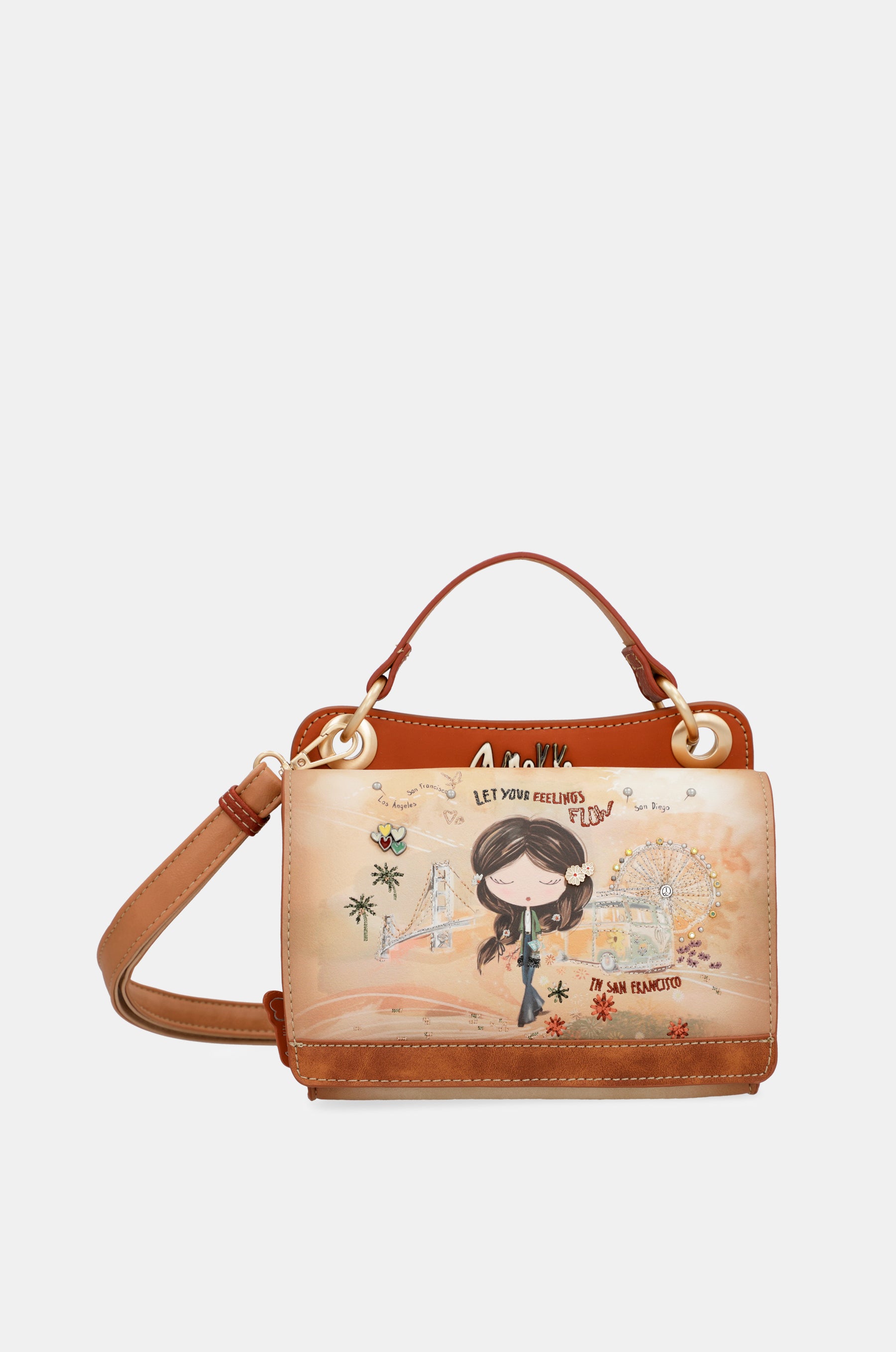 Peace & Love camel mini bag