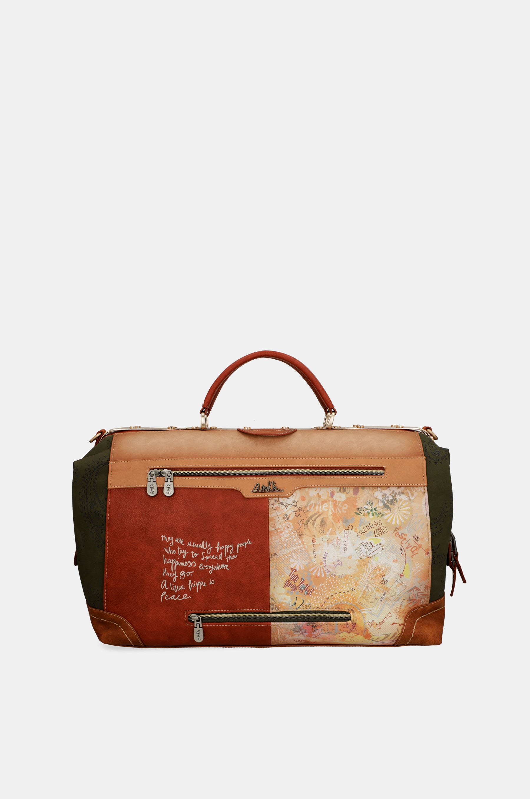 Peace & Love camel travel bag