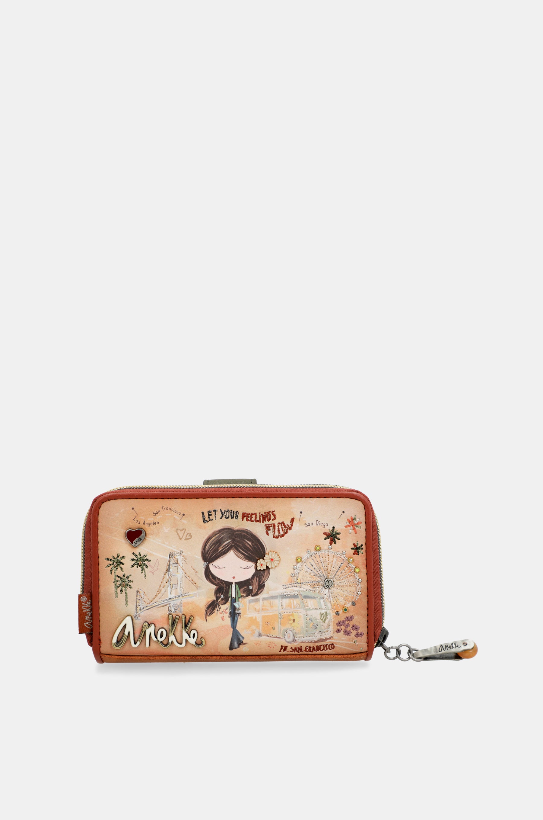 Peace & Love camel medium RFID wallet