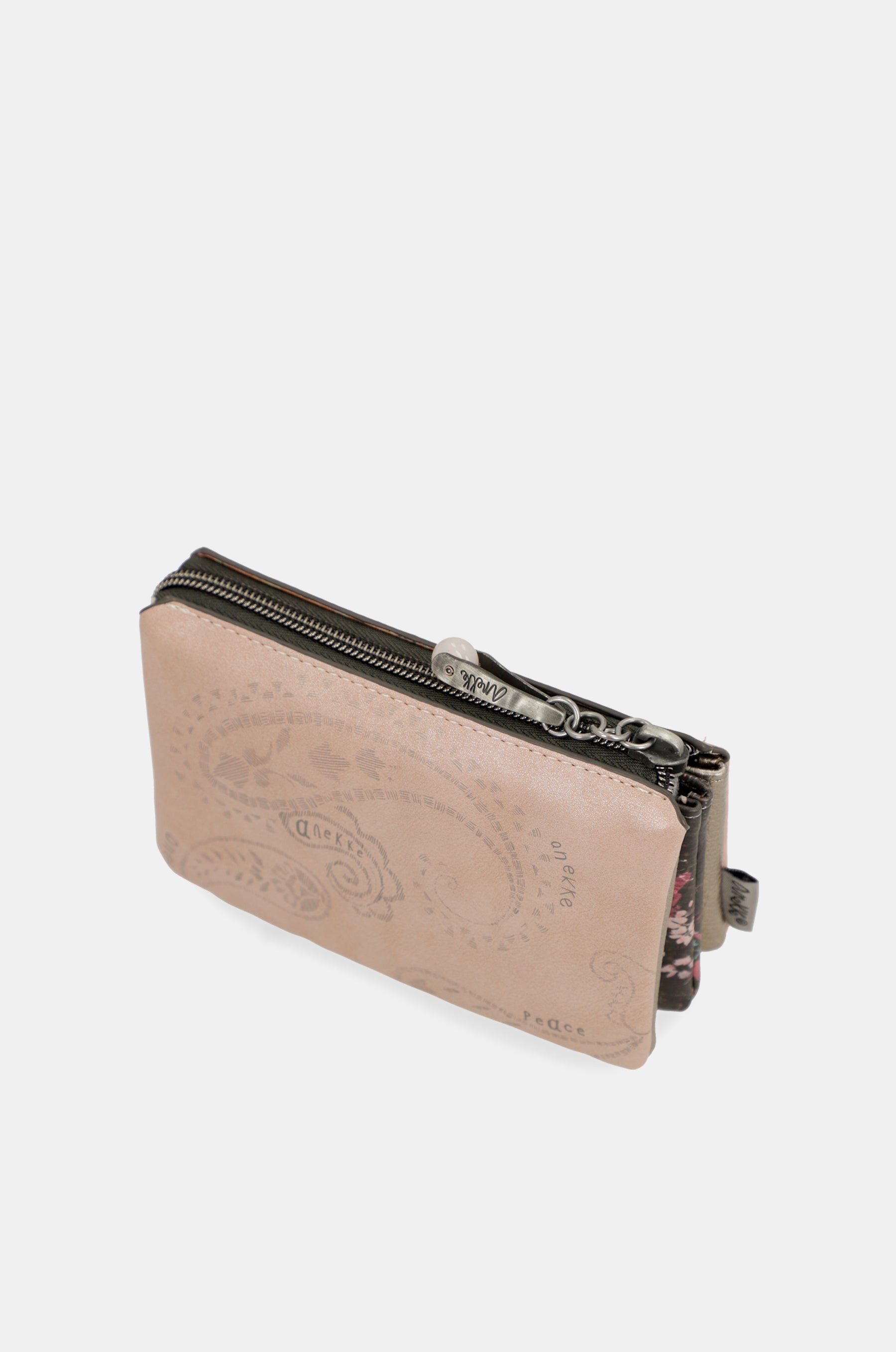 Peace & Love pink 3-compartment coin purse