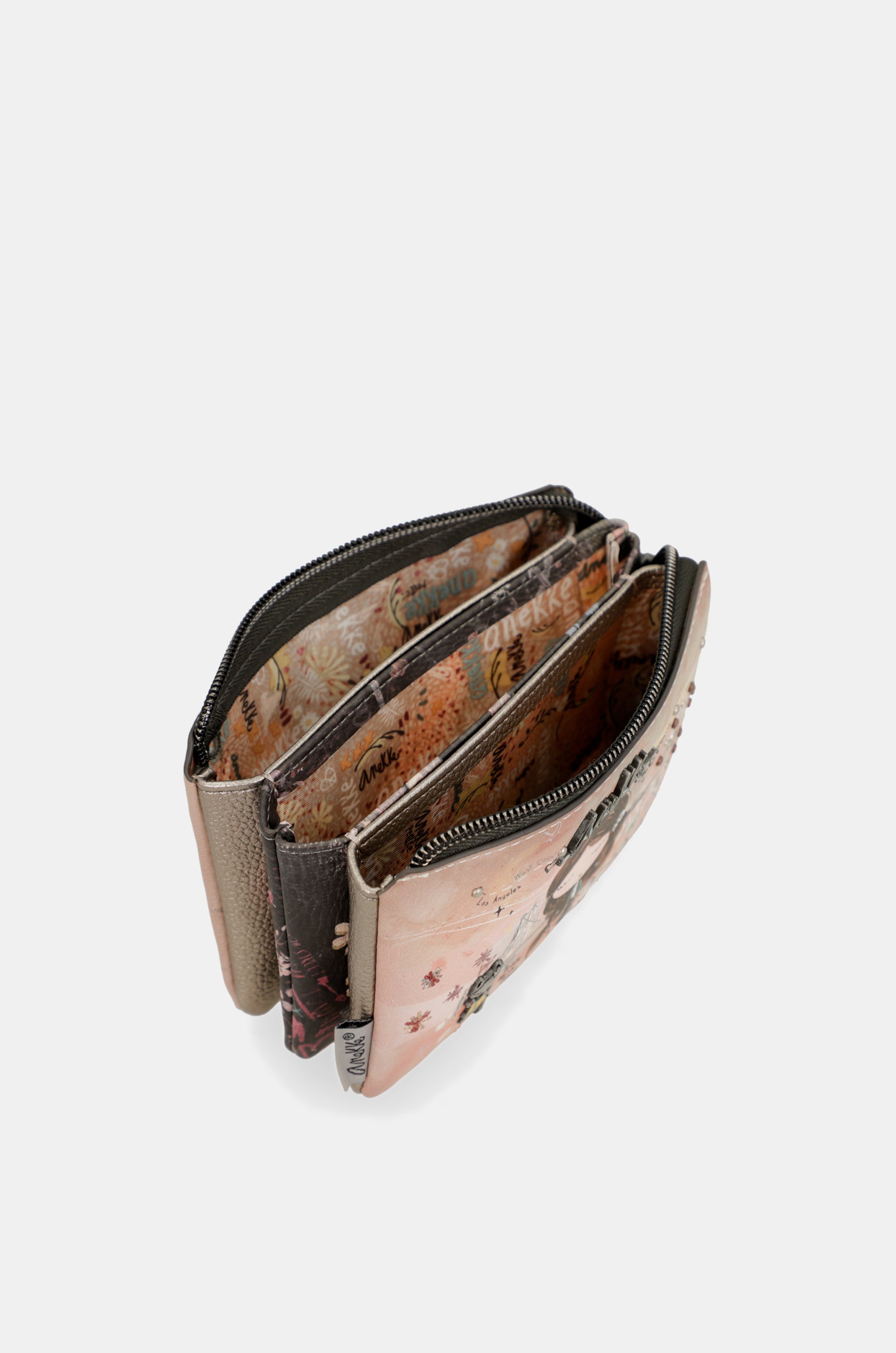 Peace & Love pink 3-compartment coin purse