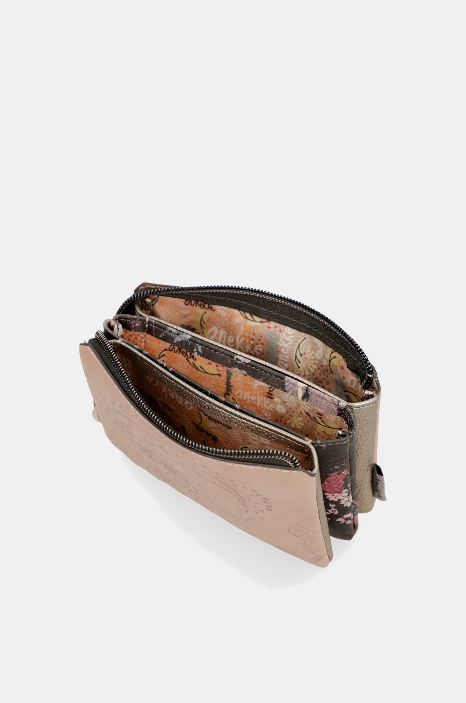 Peace & Love pink 3-compartment coin purse