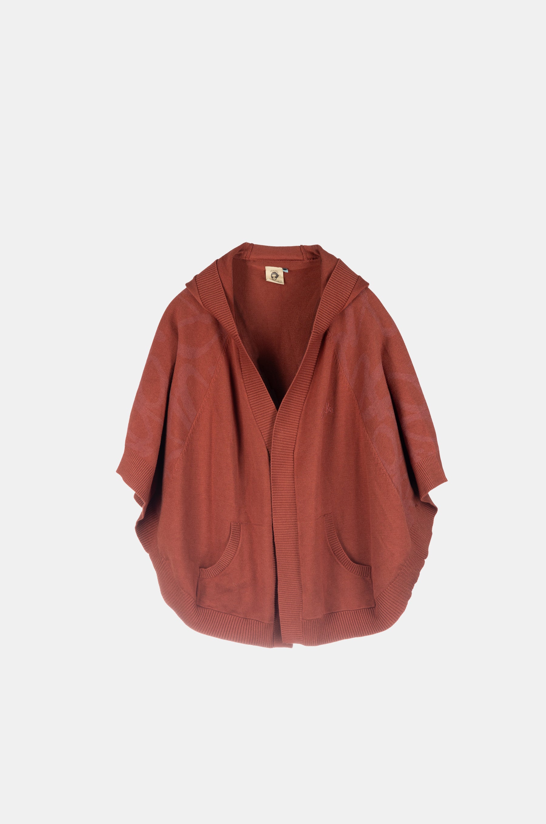 Red poncho-style jacket